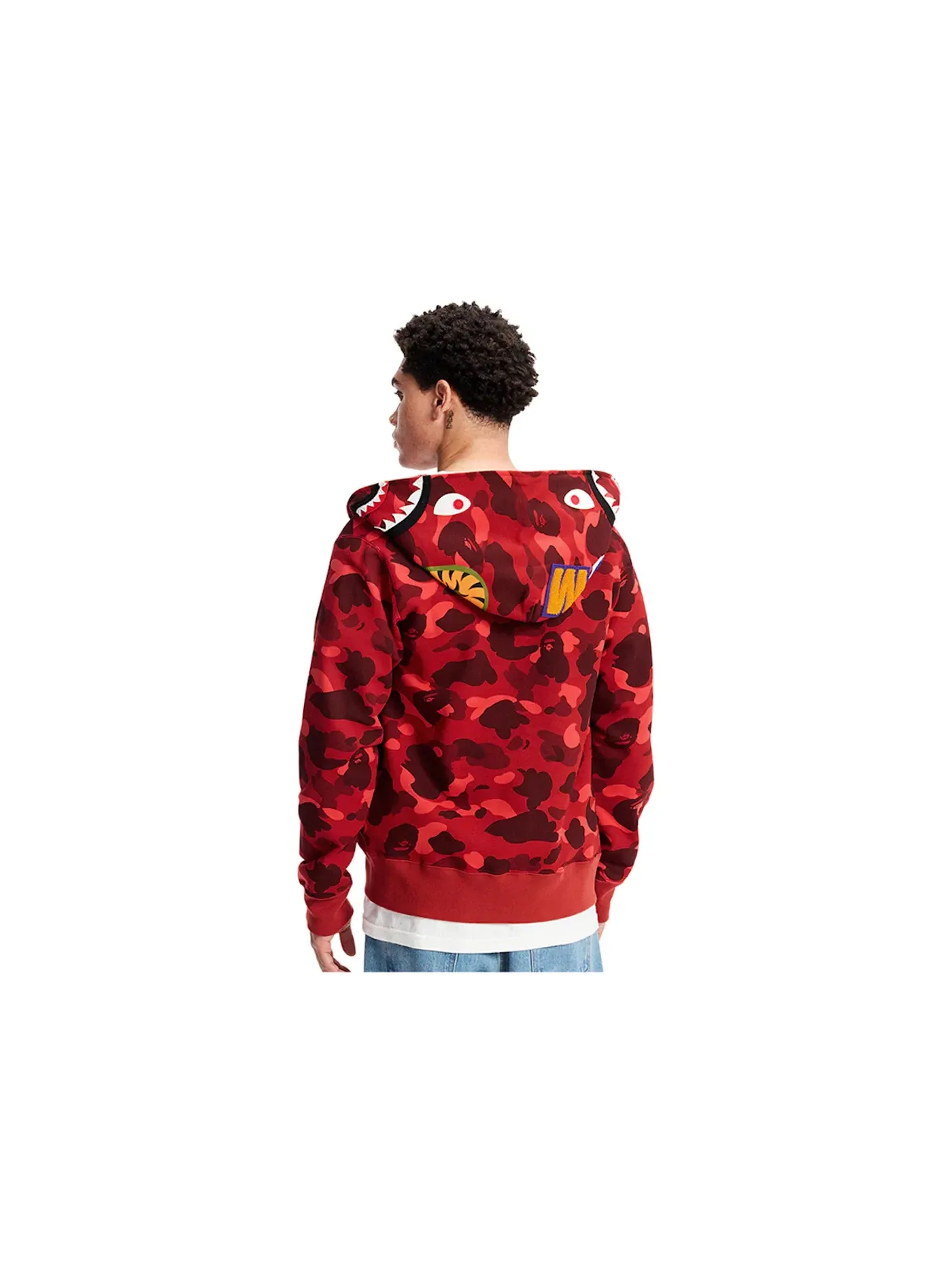 Мужское худи с принтом BAPE Color Camo Shark Full Zip Hoodie BAPE — изображение 4 из 4, красный