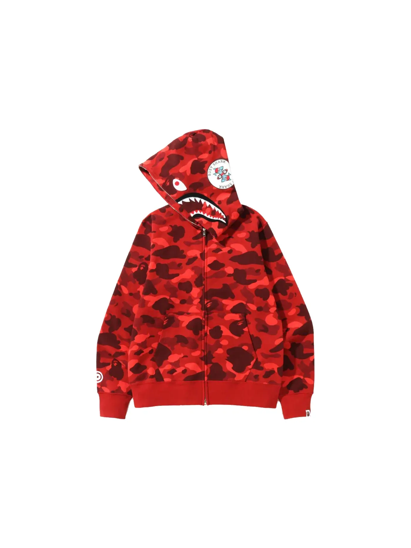 Мужская худи с принтом BAPE Color Camo Shark Full Zip Hoodie (SS22) BAPE — изображение 2 из 3, красный