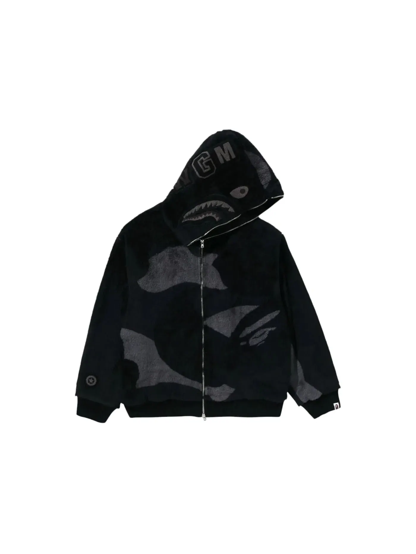 Мужская куртка с камуфляжным принтом BAPE Color Camo Shark Full Zip Sherpa — изображение 1 из 1, черный