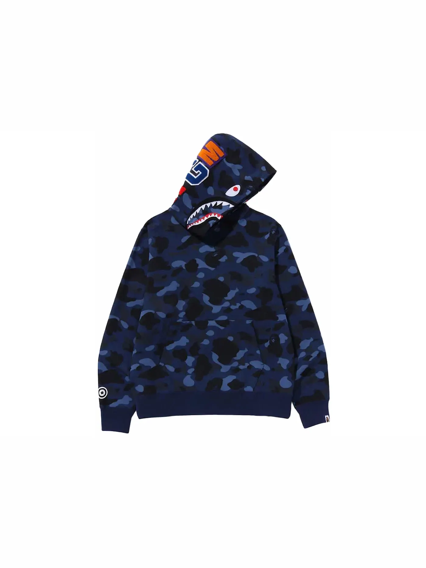 Мужской худи с камуфляжным принтом Shark BAPE — изображение 1 из 2, темно-синий