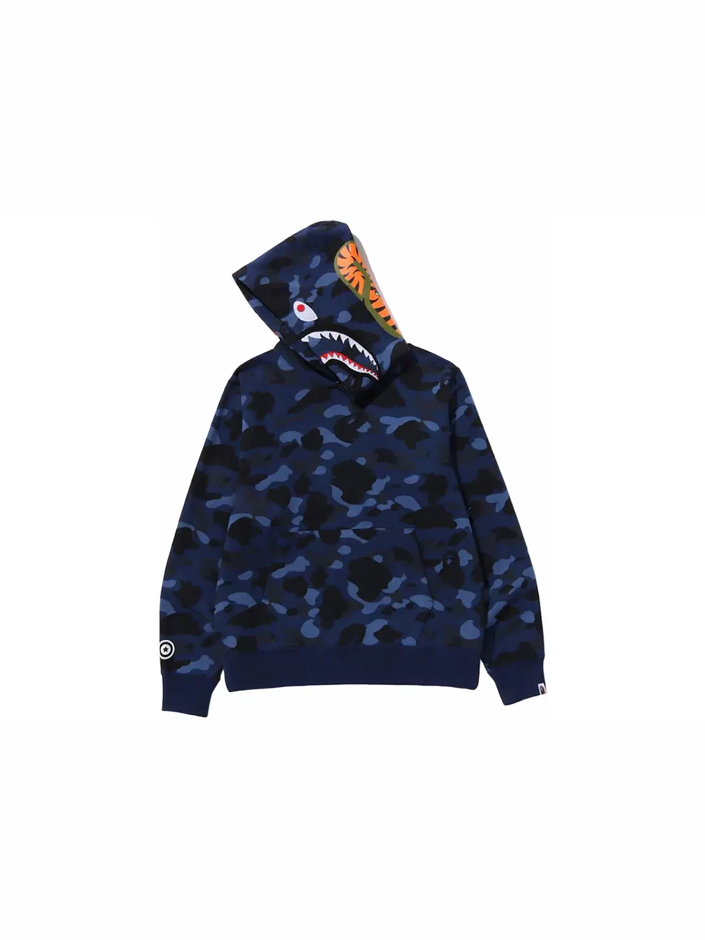 Мужской худи с камуфляжным принтом Shark BAPE — изображение 2 из 2, темно-синий