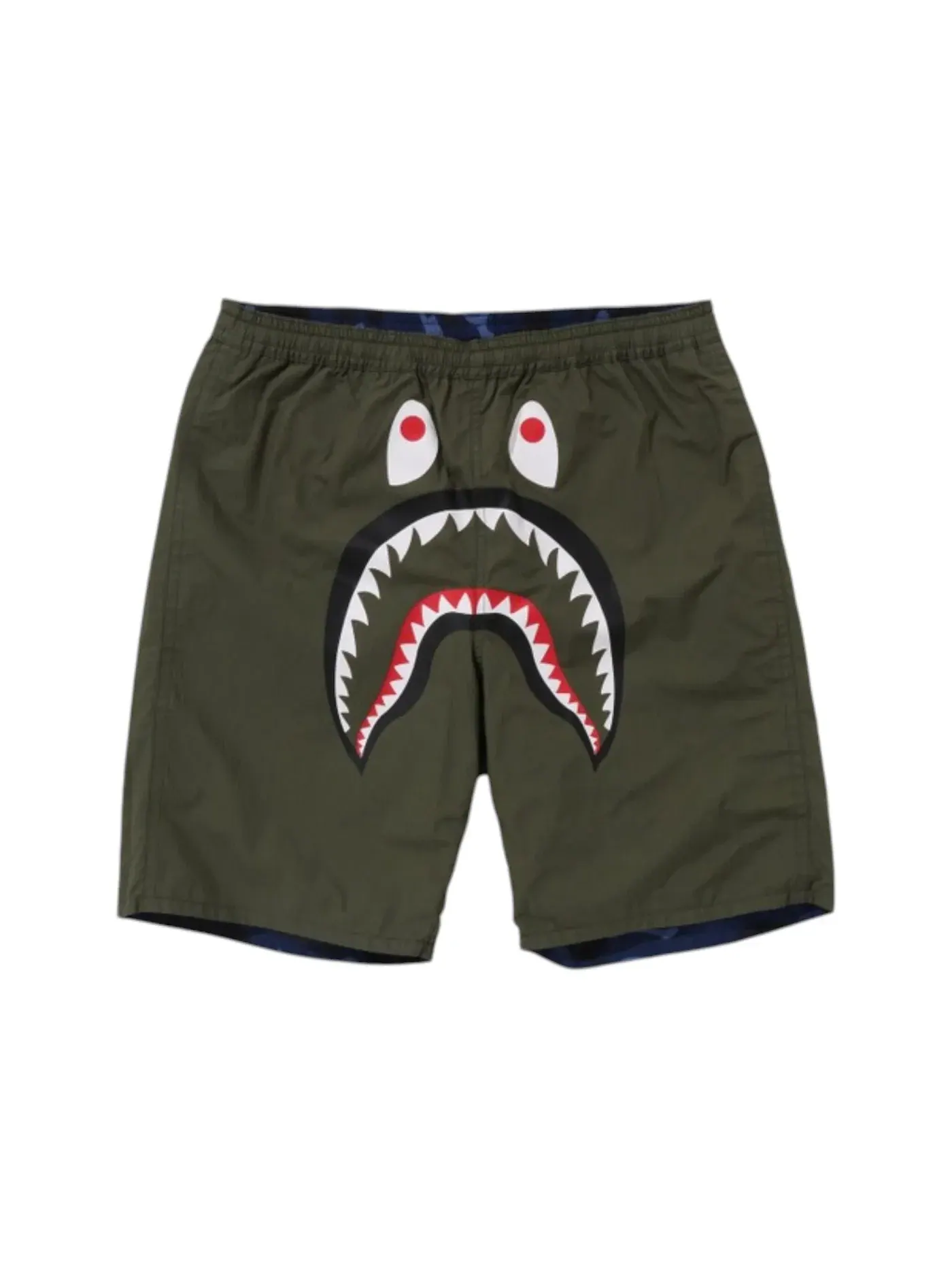 Мужские шорты с принтом BAPE Color Camo Shark Reversible Shorts BAPE — изображение 2 из 2, темно-синий оливковый