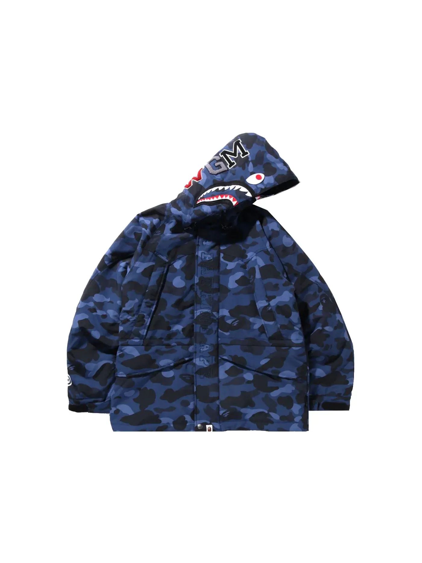 Мужская куртка с камуфляжным принтом BAPE Color Camo Shark Snowboard Down Jacket — изображение 1 из 3, темно-синий