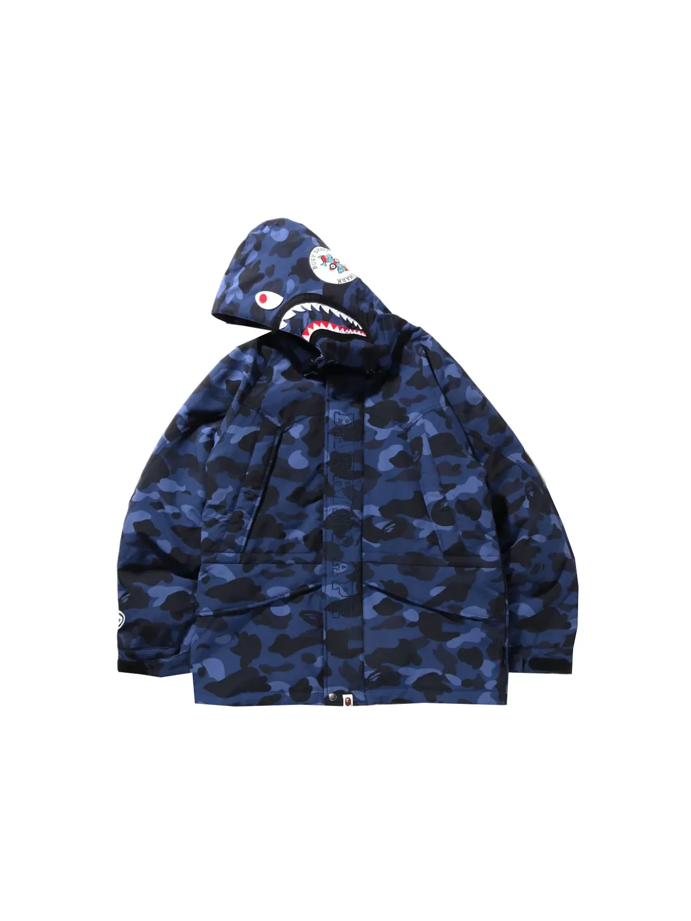 Мужская куртка с камуфляжным принтом BAPE Color Camo Shark Snowboard Down Jacket — изображение 2 из 3, темно-синий