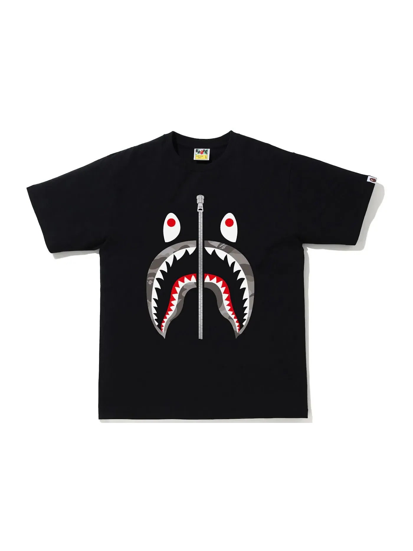 Мужская футболка с принтом BAPE Color Camo Shark Tee BAPE — изображение 1 из 1, черный/серый