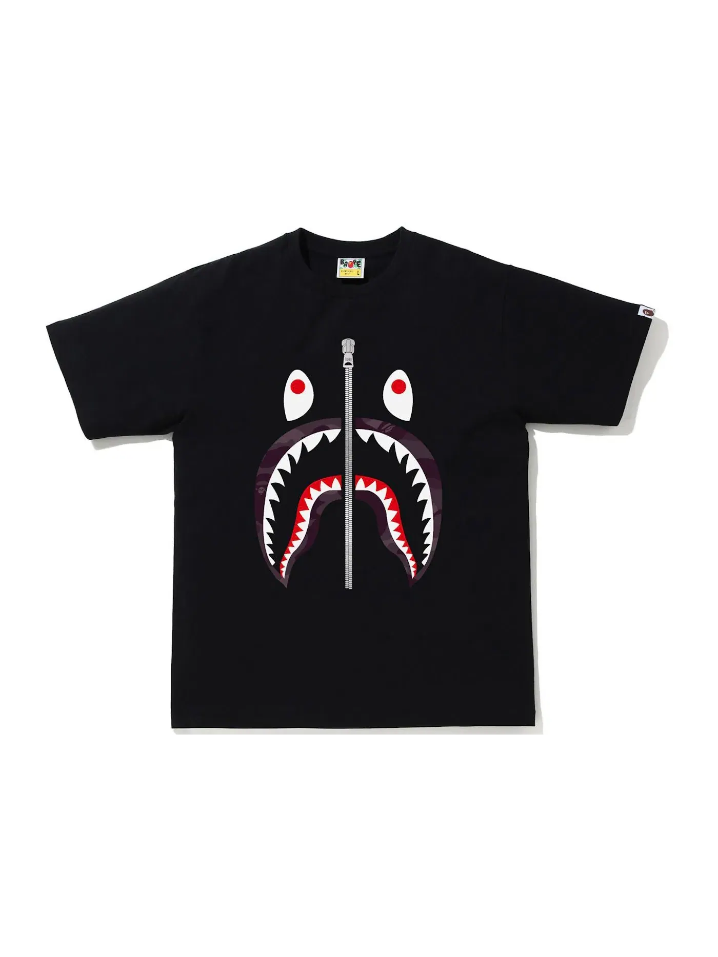Мужская футболка с принтом BAPE Color Camo Shark Tee BAPE — изображение 1 из 1, черный/бордовый