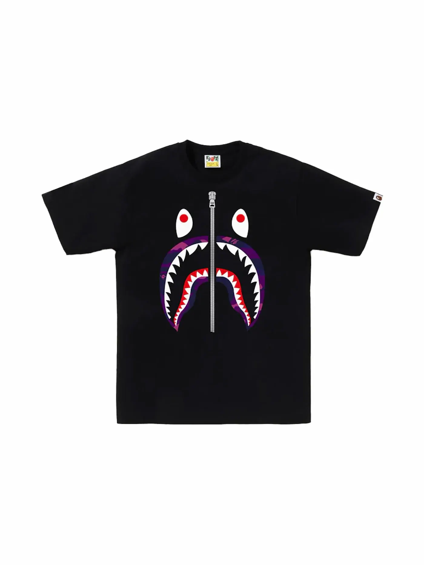 Мужская футболка с принтом Color Camo Shark Tee BAPE — изображение 1 из 1, черный/фиолетовый