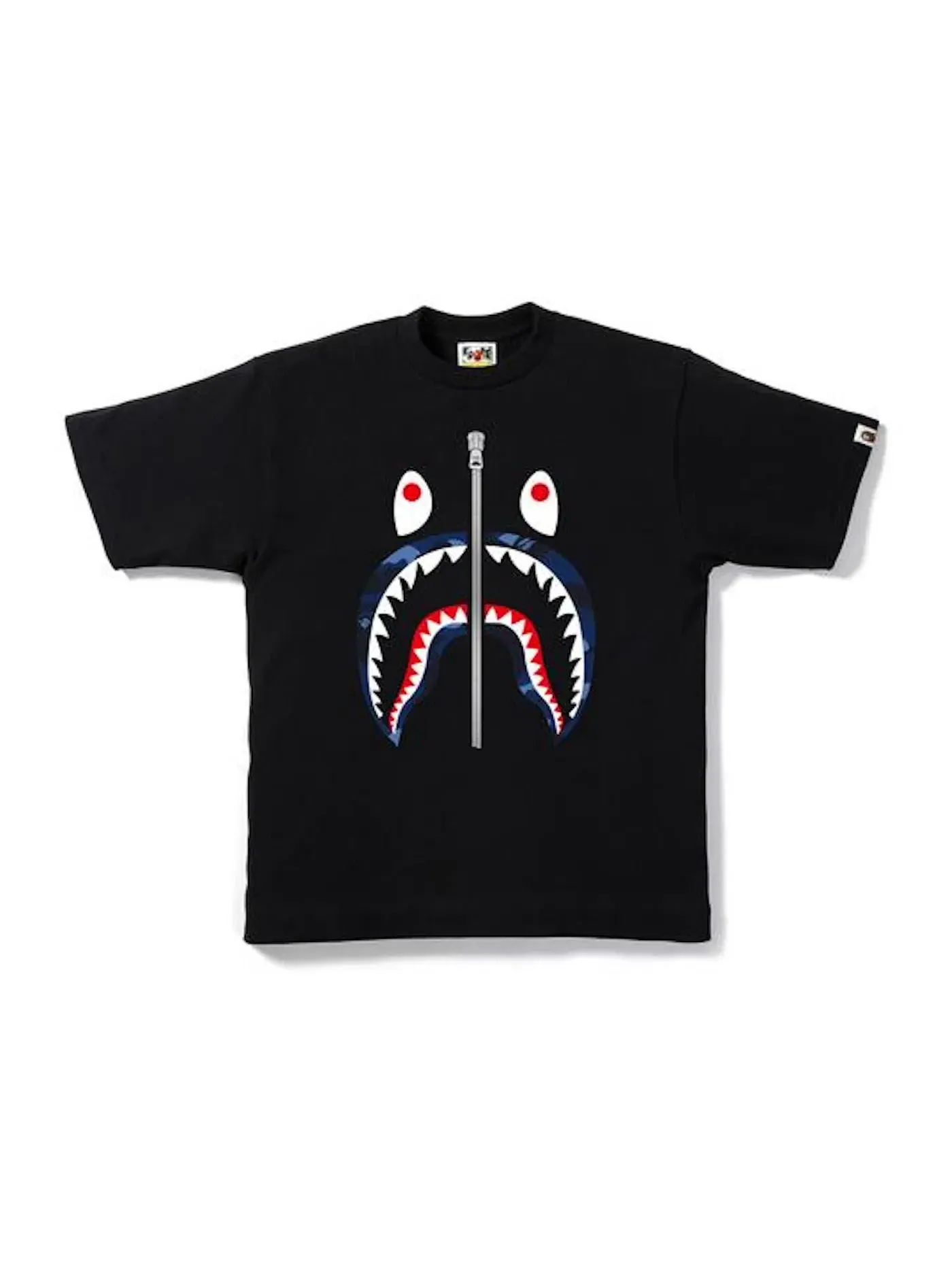 Мужская футболка с принтом Tee BAPE — изображение 1 из 1, черный/темно-синий
