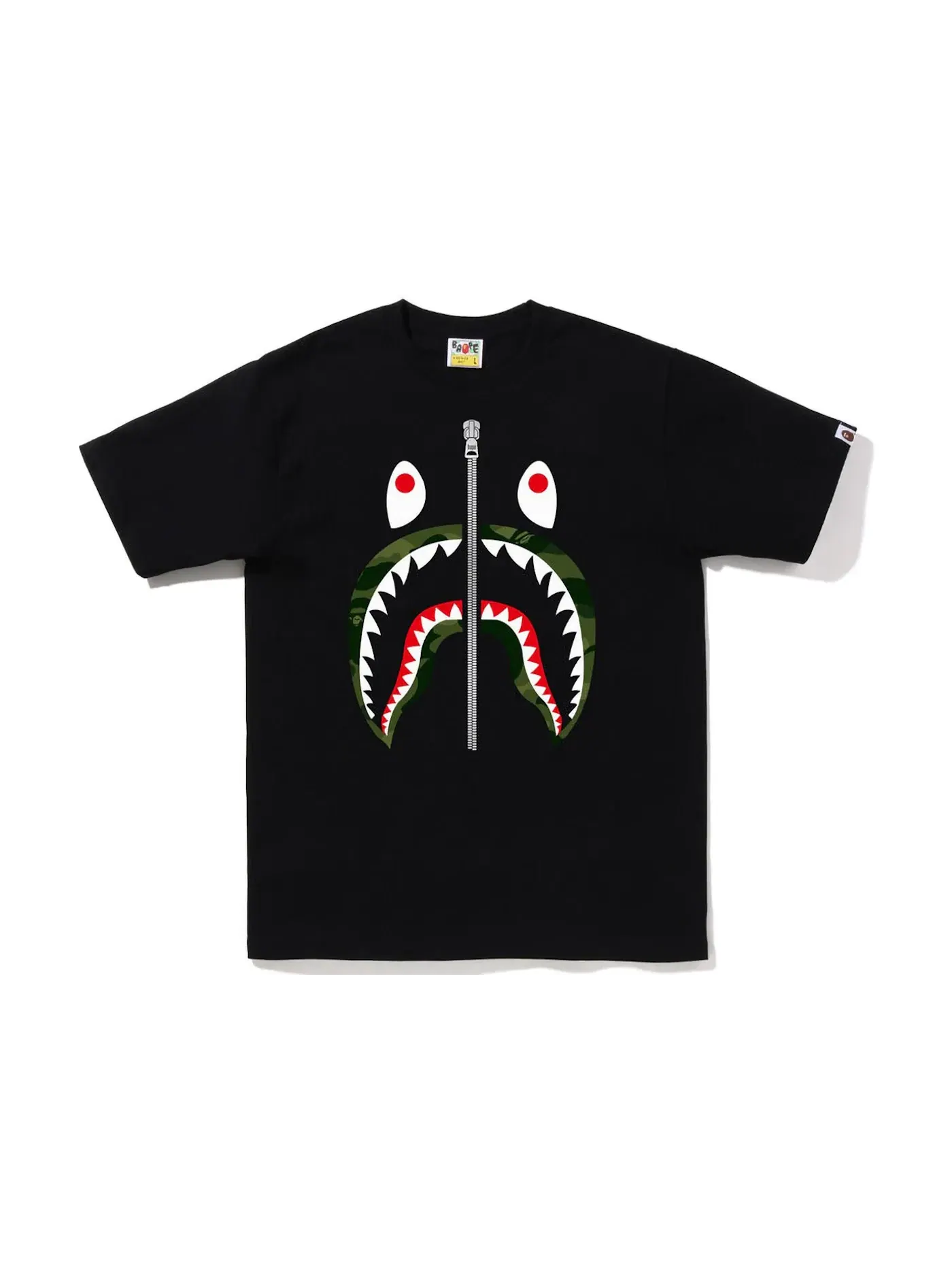 Мужская футболка с принтом BAPE Color Camo Shark Tee FW22 BAPE — изображение 1 из 1, черный зеленый