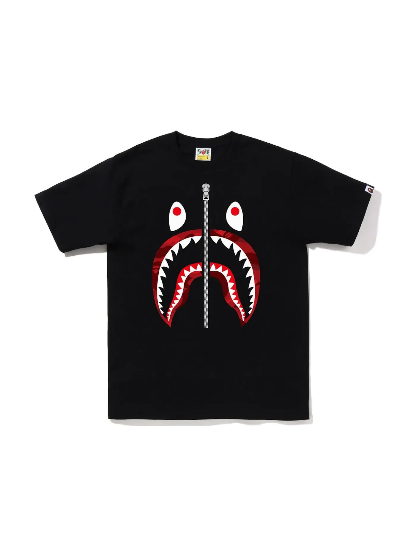 Мужская футболка с принтом BAPE Color Camo Shark Tee (FW22) BAPE — изображение 1 из 1, черный красный