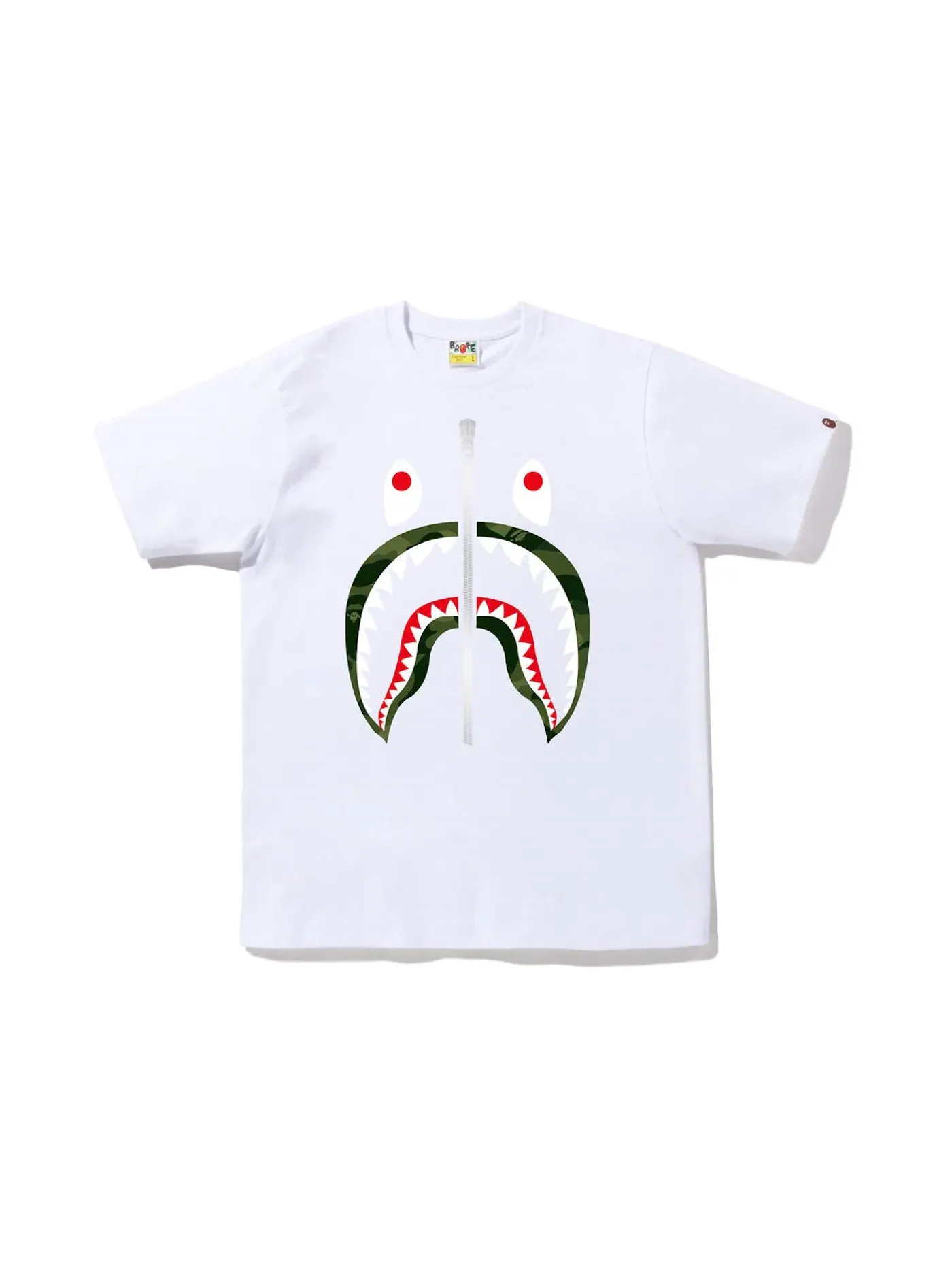 Мужская футболка с принтом BAPE Color Camo Shark Tee (FW22) BAPE — изображение 1 из 1, белый зеленый