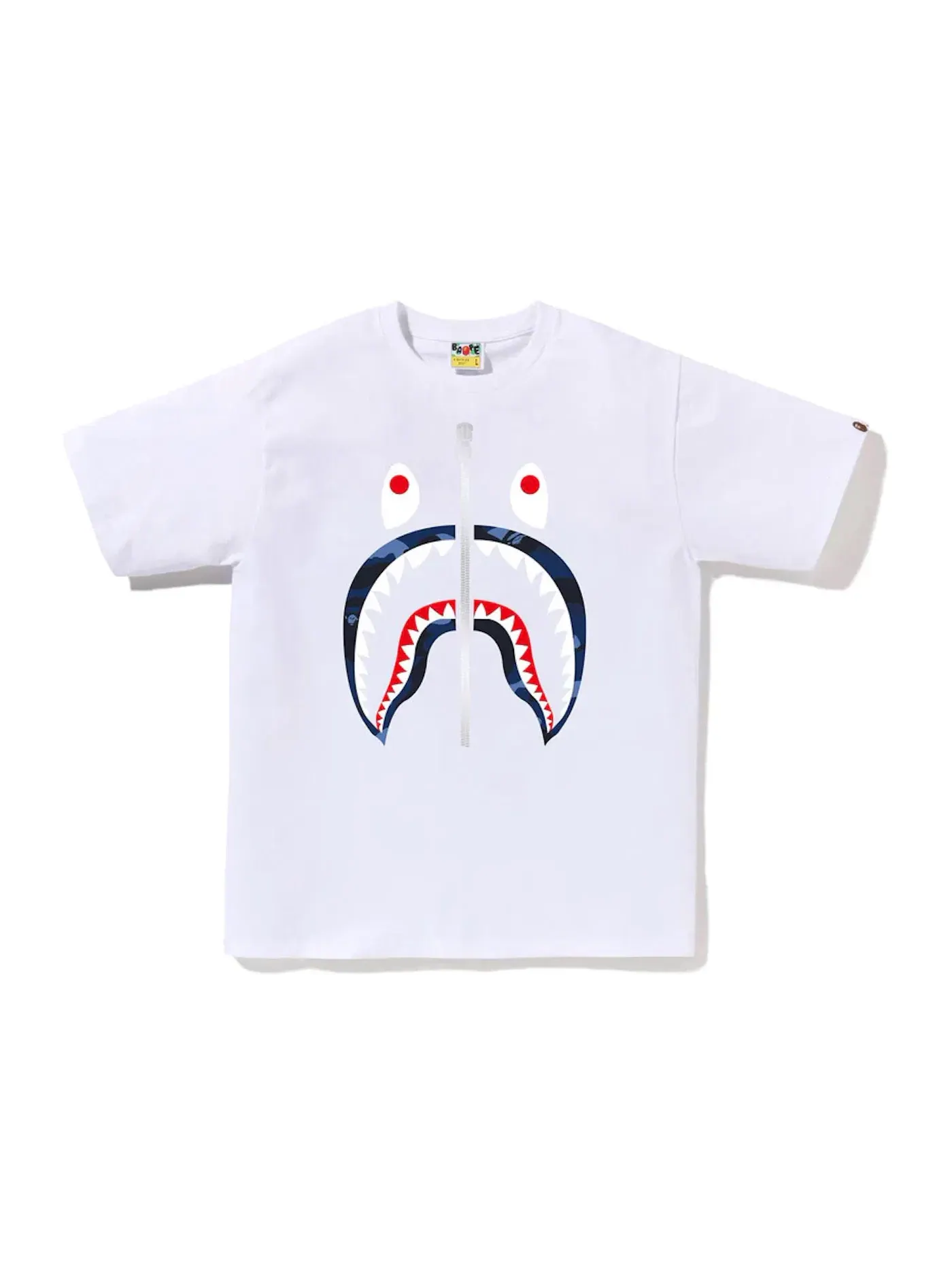 Мужская футболка с принтом BAPE Color Camo Shark Tee BAPE — изображение 1 из 1, белый/темно-синий