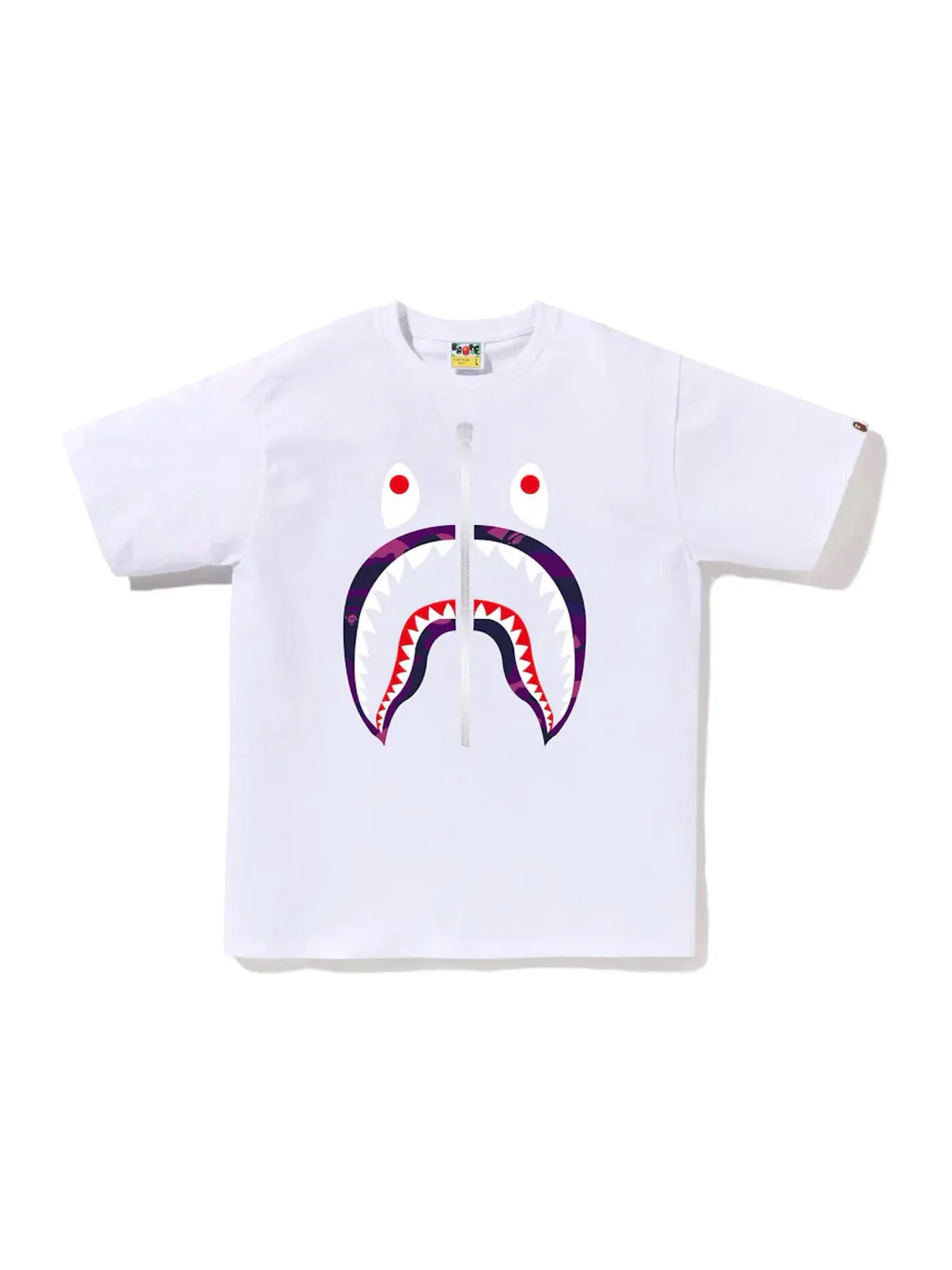 Мужская футболка с принтом Color Camo Shark BAPE — изображение 1 из 1, белый/фиолетовый