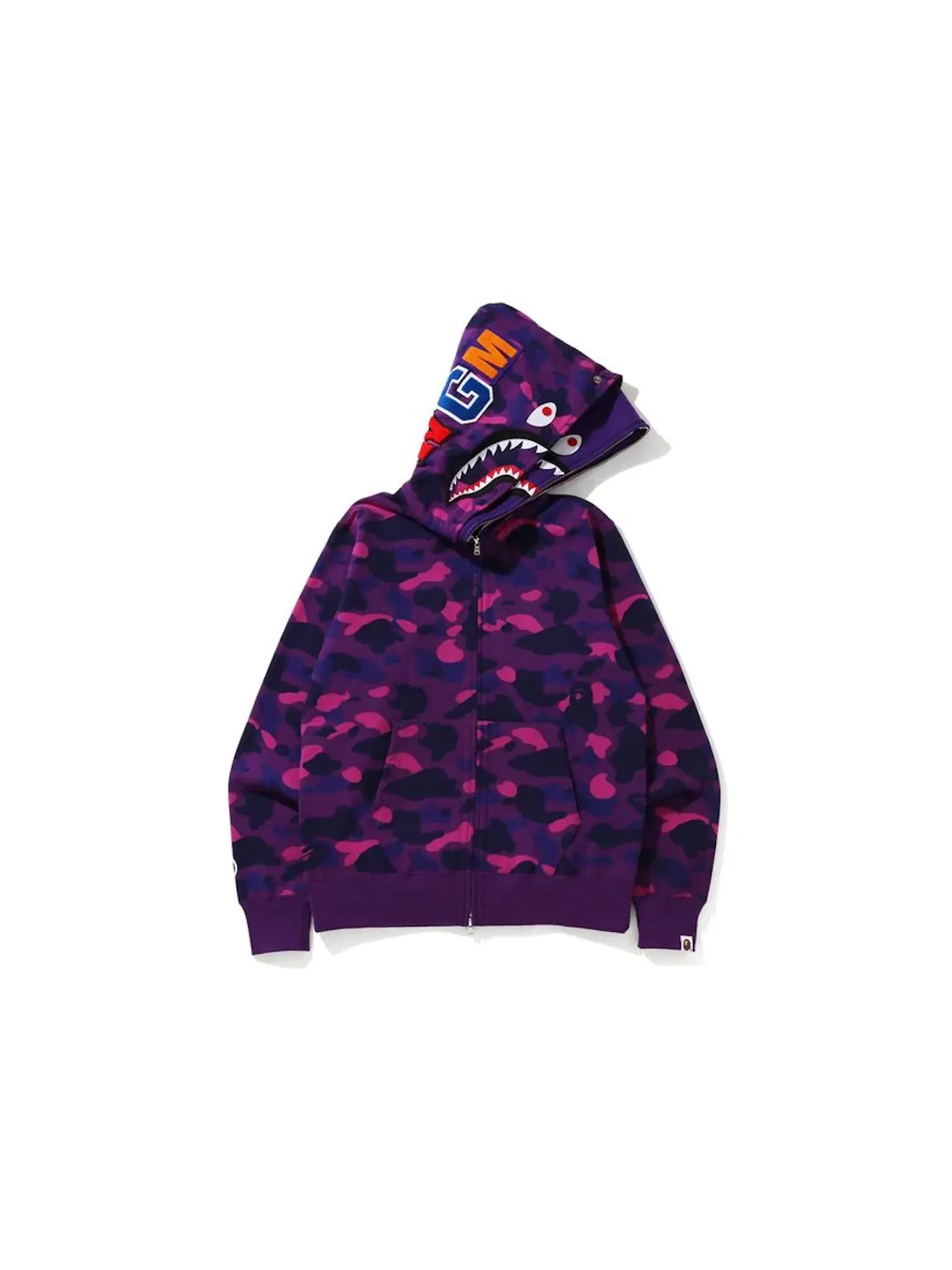 Мужская худи с камуфляжным принтом Shark BAPE Purple — изображение 1 из 2