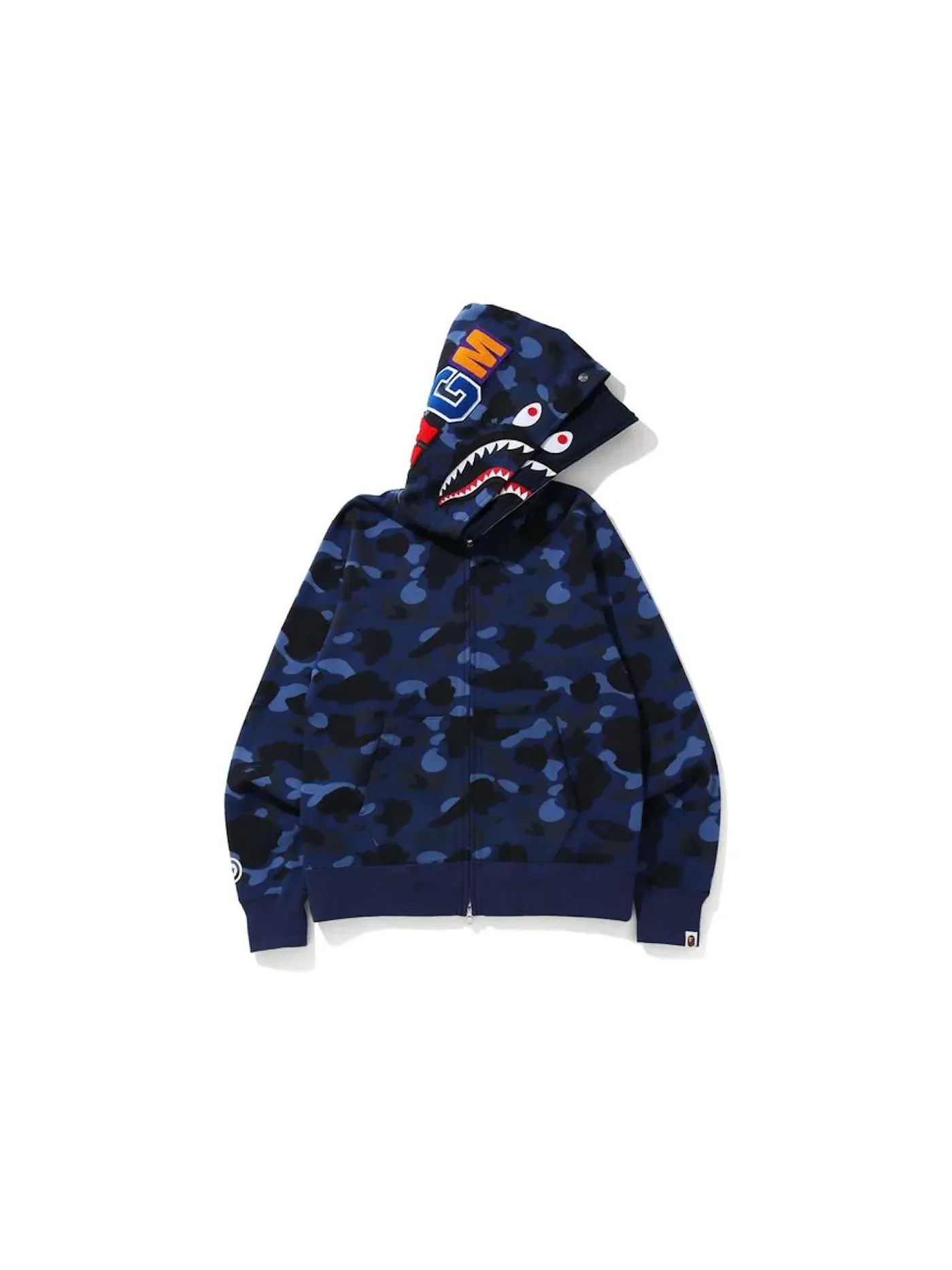 Мужская худи с камуфляжным принтом Shark BAPE — изображение 1 из 2, темно-синий
