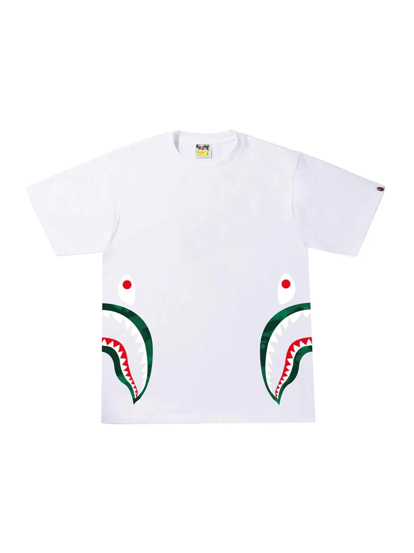 Мужская футболка с принтом BAPE Color Camo Side Shark Tee BAPE — изображение 1 из 2, белый/зеленый