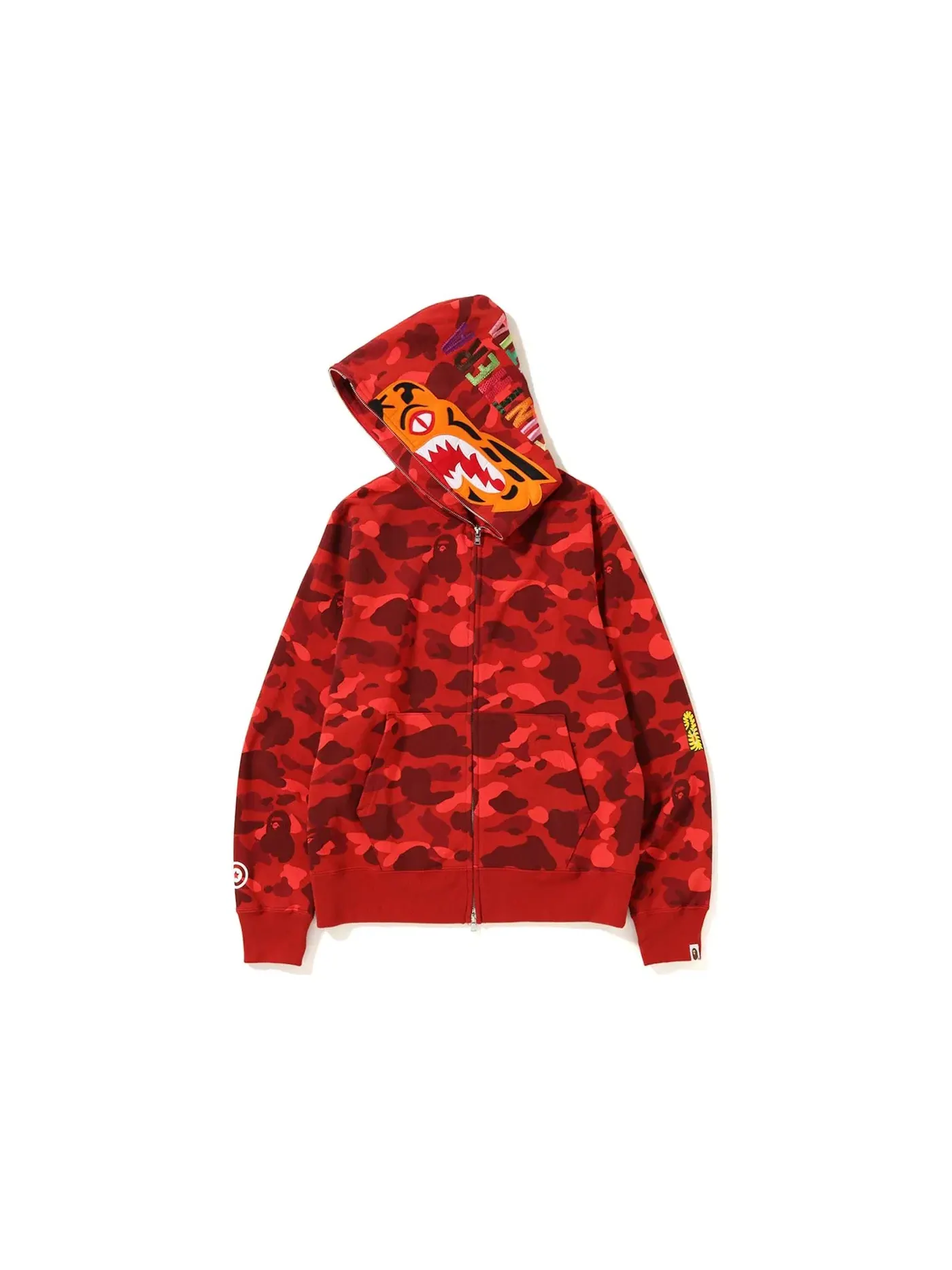 Мужская худи с принтом BAPE Color Camo Tiger Full Zip Hoodie (FW18) — изображение 2 из 2, красный