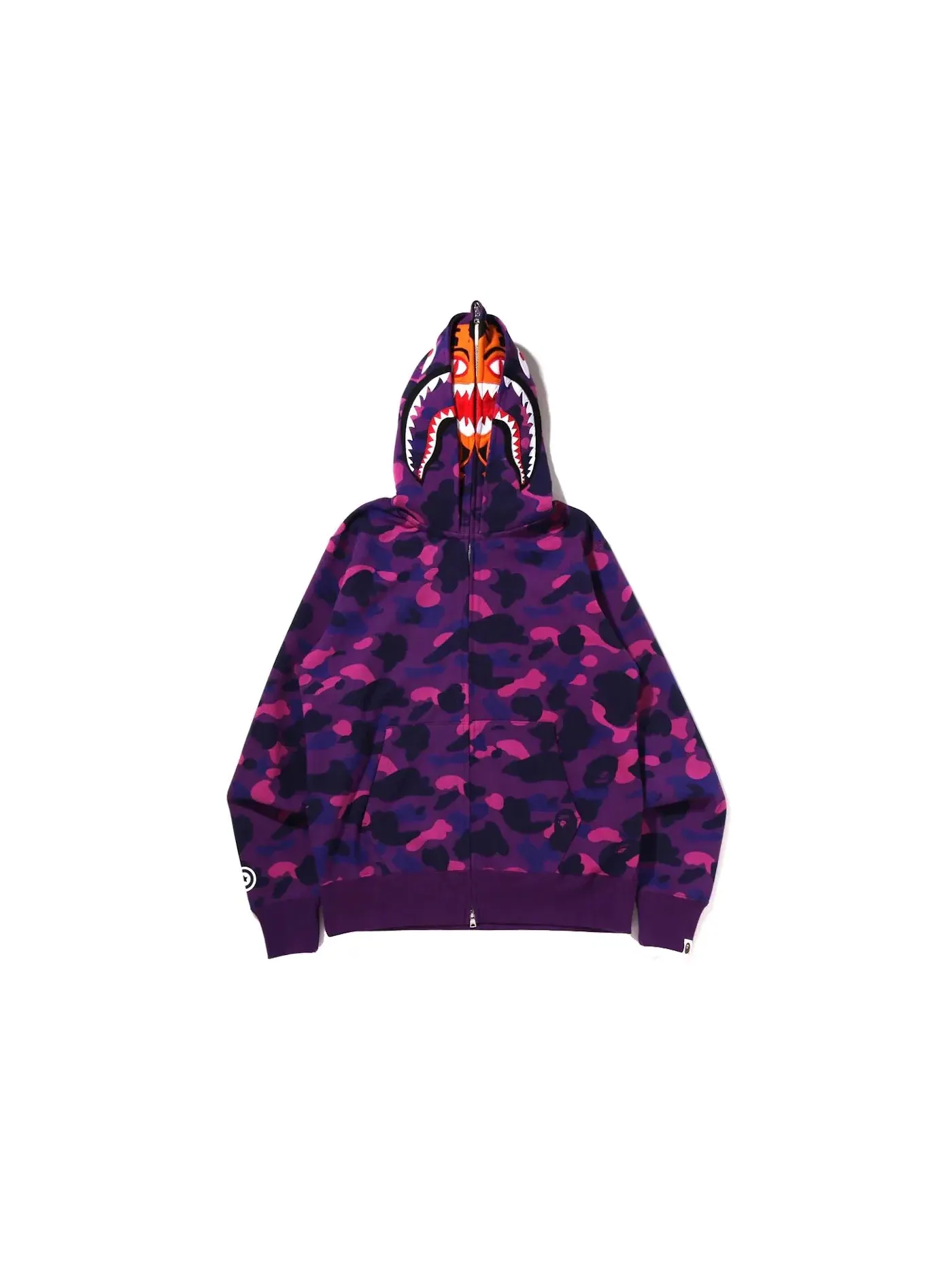 Мужская худи с капюшоном с принтом BAPE Color Camo Tiger Shark Wide Full Zip Double Hoodie (SS22) BAPE — изображение 3 из 3
