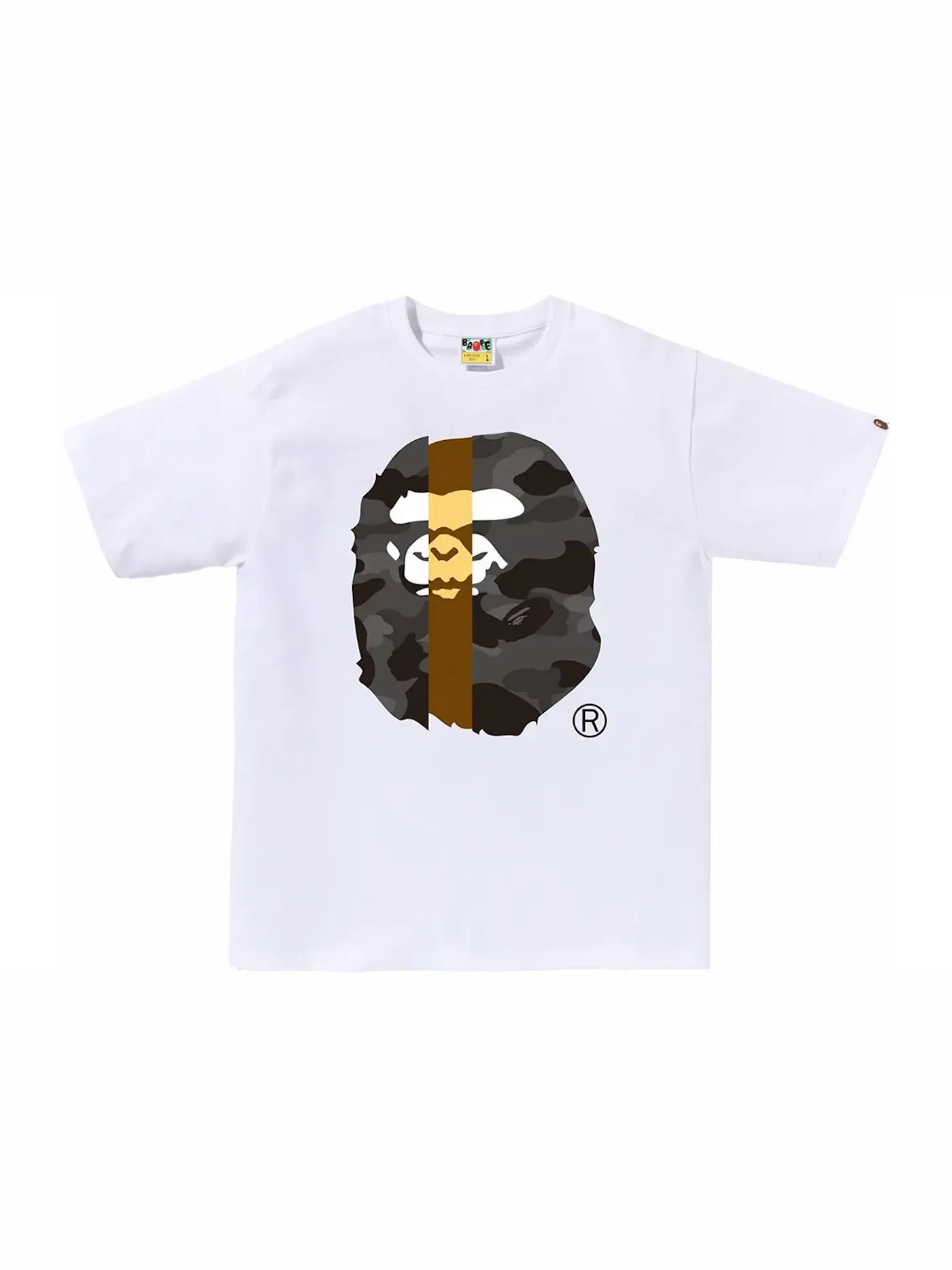 Мужская футболка с принтом BAPE Color Camo Transform Big Ape Head Tee BAPE — изображение 1 из 1, белый/черный