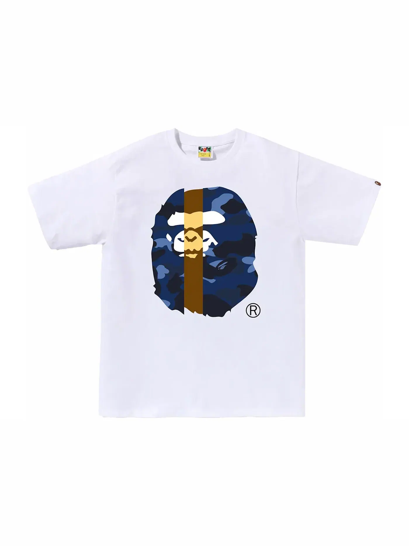 Мужская футболка с принтом BAPE Tee — изображение 1 из 1, белый/темно-синий