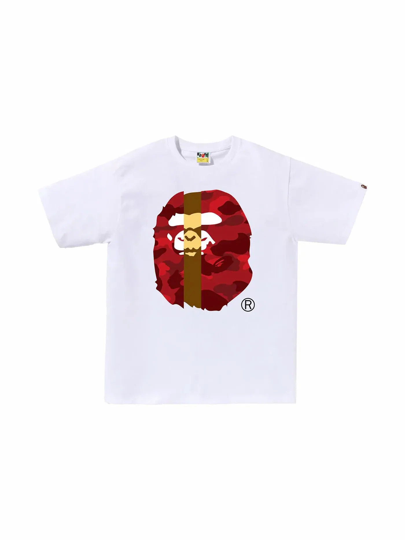 Мужская футболка с принтом BAPE Color Camo Transform Big Ape Head Tee BAPE — изображение 1 из 1, белый/красный
