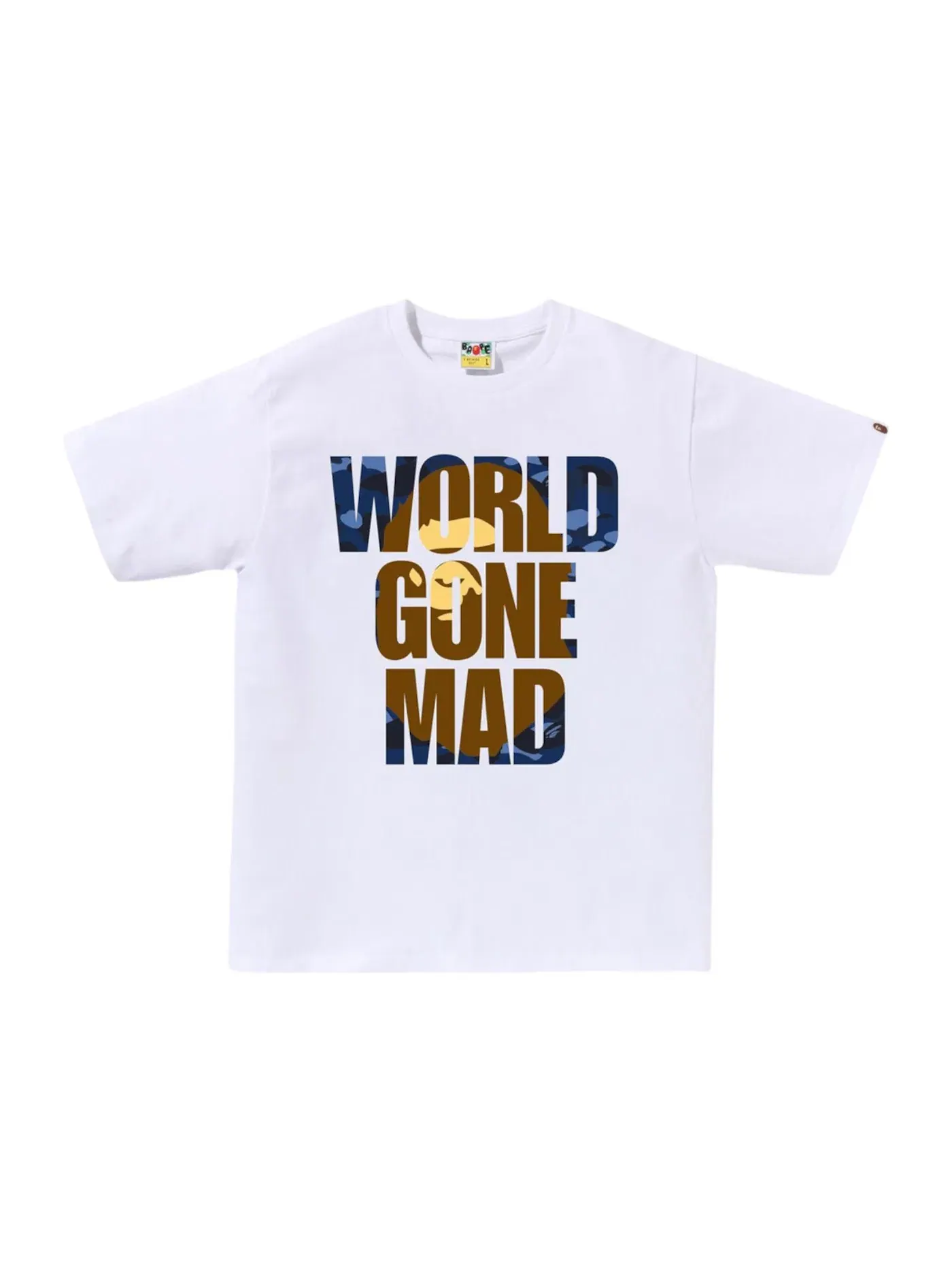 Мужская футболка с принтом BAPE Color Camo WGM Ape Head Overlap Tee BAPE — изображение 1 из 1, белый