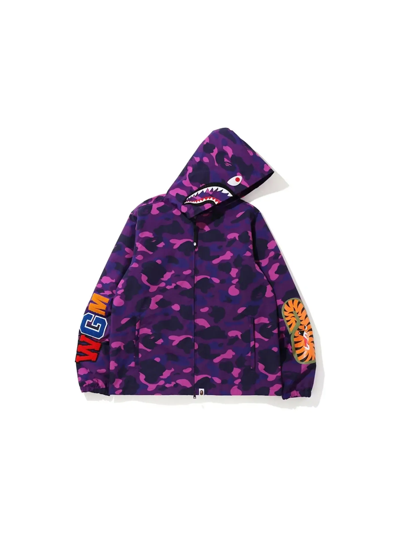 Мужская куртка-худи с принтом BAPE Color Camo WGM Shark — изображение 1 из 1, фиолетовый