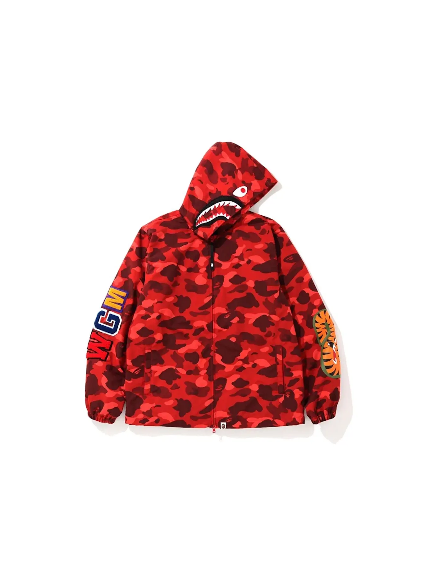 Мужская куртка-худи с камуфляжным принтом Shark BAPE — изображение 1 из 1, красный