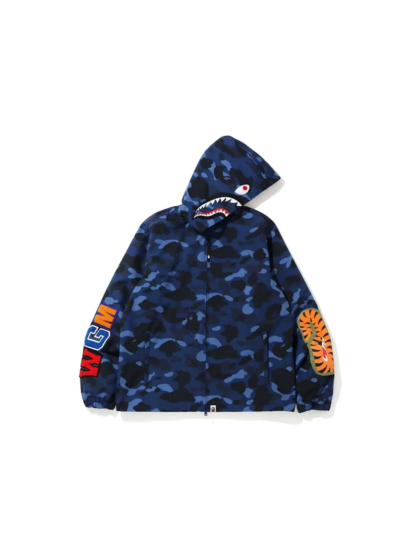 Мужская куртка-худи с камуфляжным принтом Shark BAPE — изображение 1 из 1, синий
