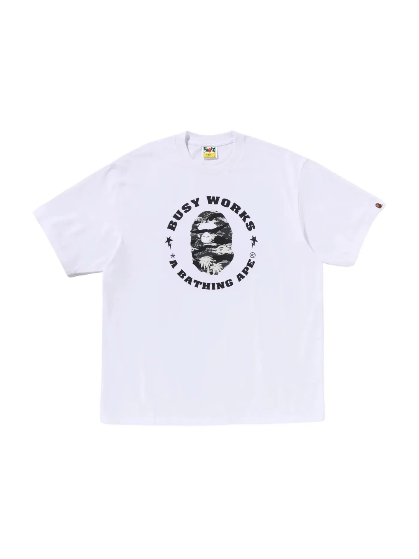 Мужская футболка с принтом BAPE Colors Busy Works Sta Tee BAPE — изображение 1 из 1, белый