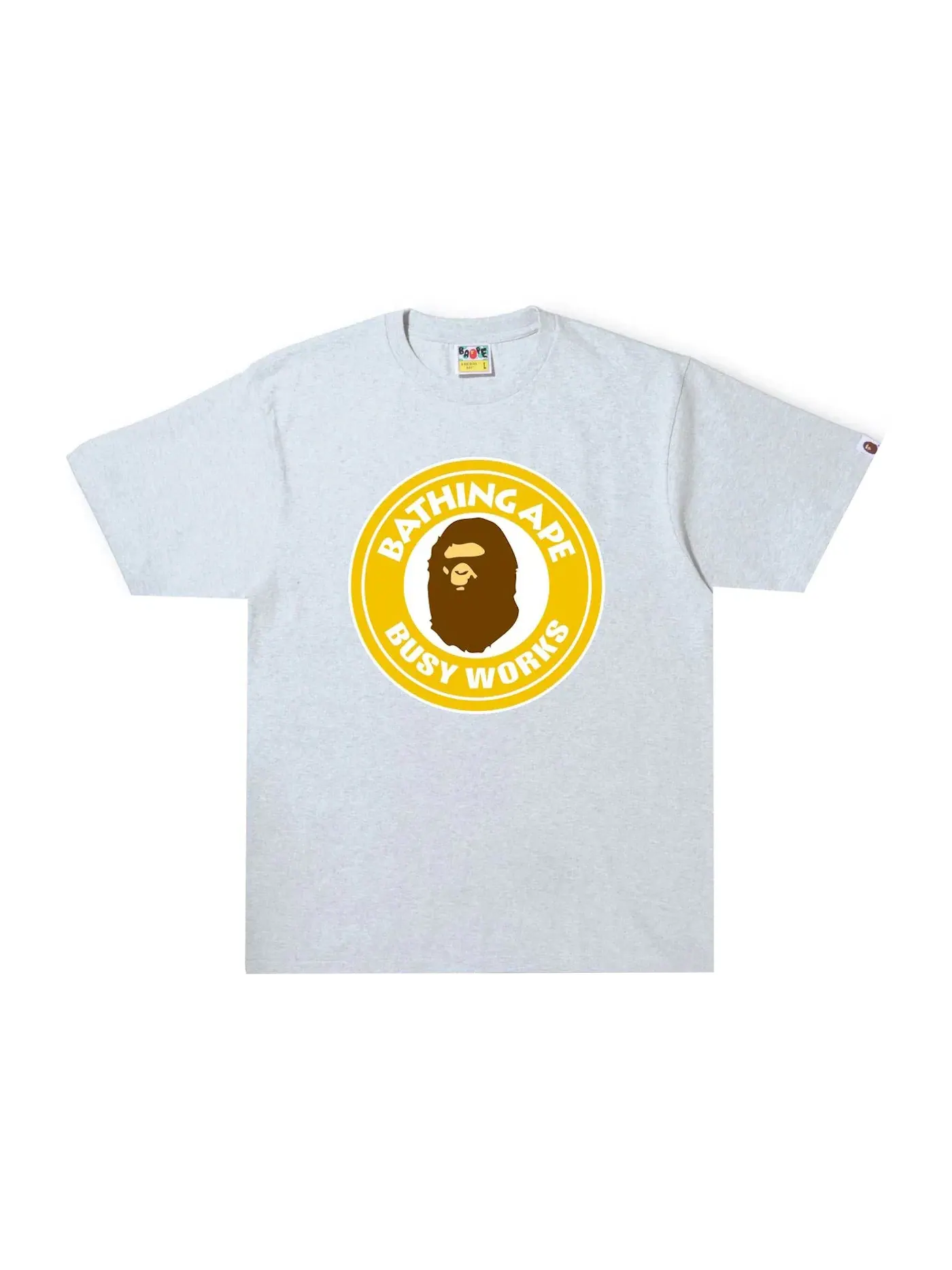 Мужская футболка с принтом Busy Works Tee BAPE — изображение 1 из 1, серый