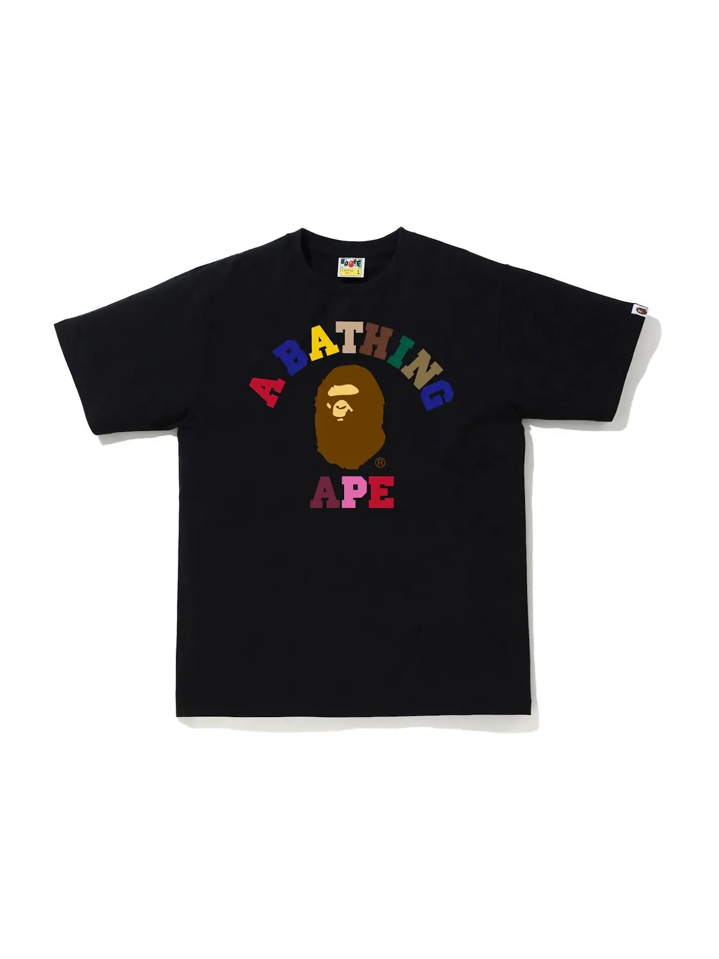 Мужская футболка с принтом BAPE Colors College Tee BAPE — изображение 1 из 1, черный