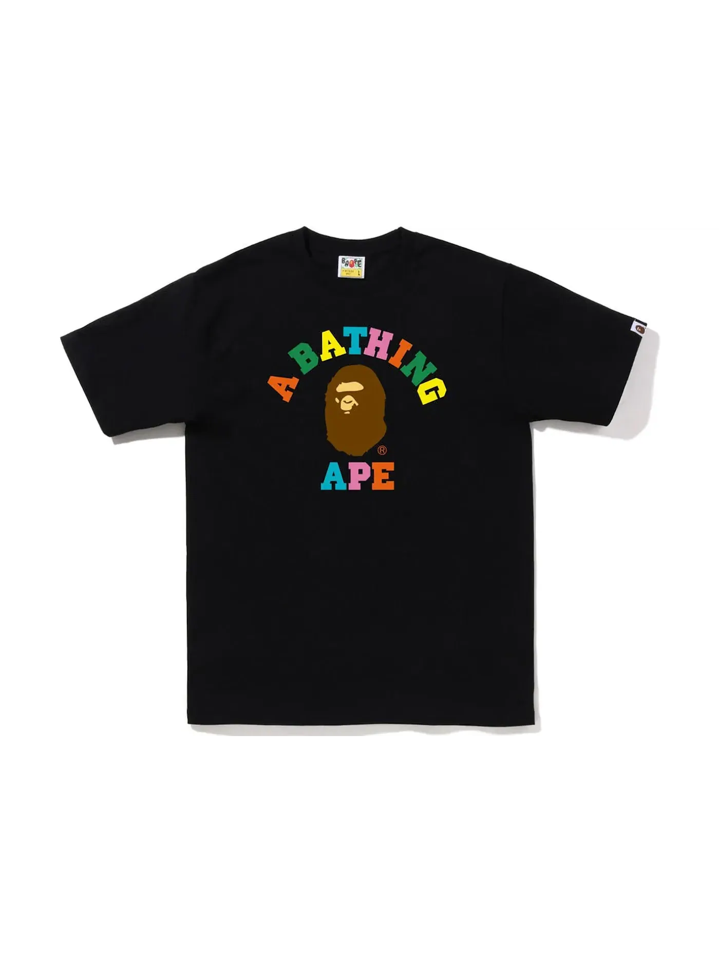 Мужская футболка с принтом BAPE Colors College Tee (FW22) — изображение 1 из 1, черный мульти