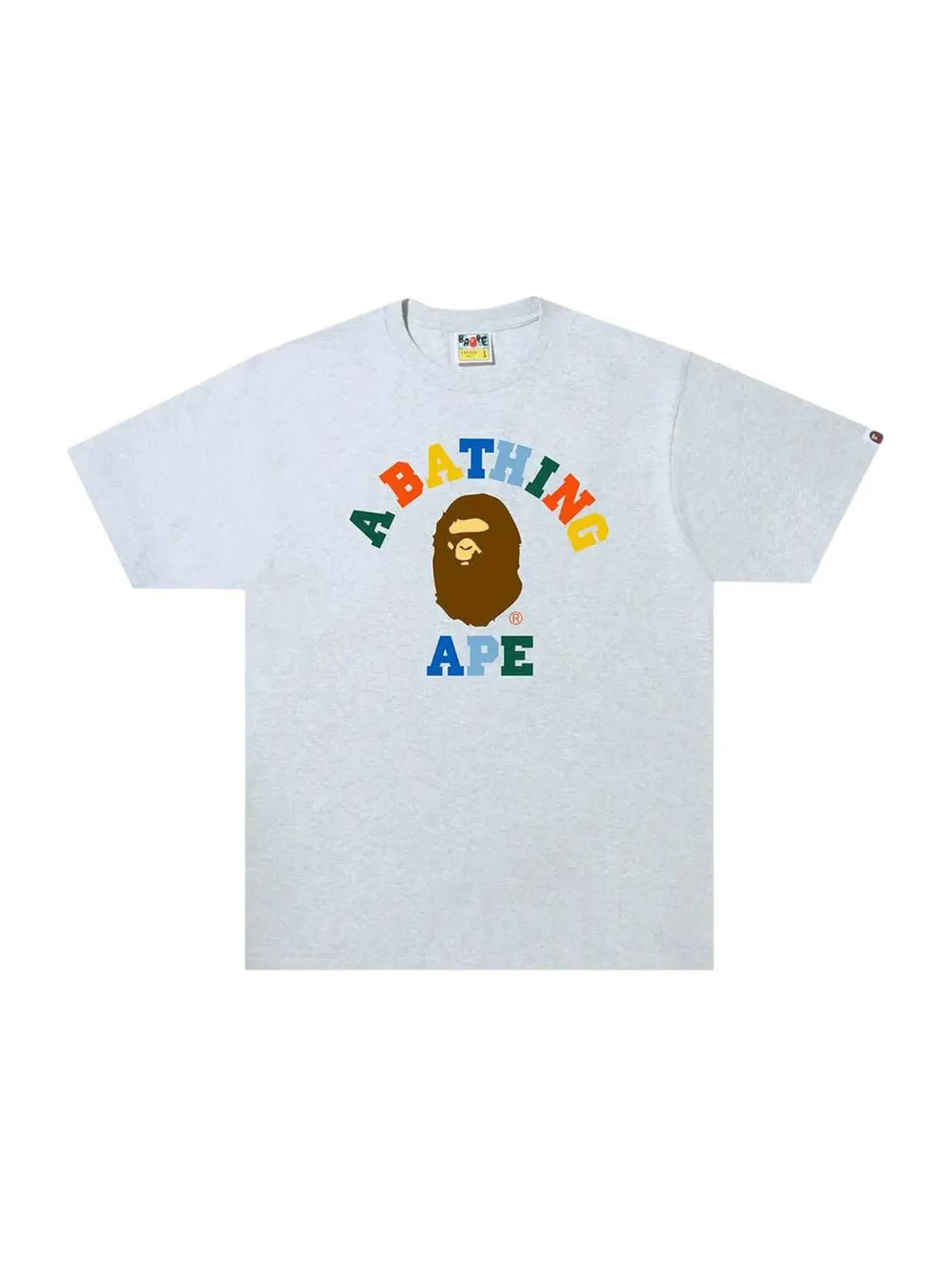 Мужская футболка с принтом BAPE Colors College Tee BAPE — изображение 1 из 1, серый