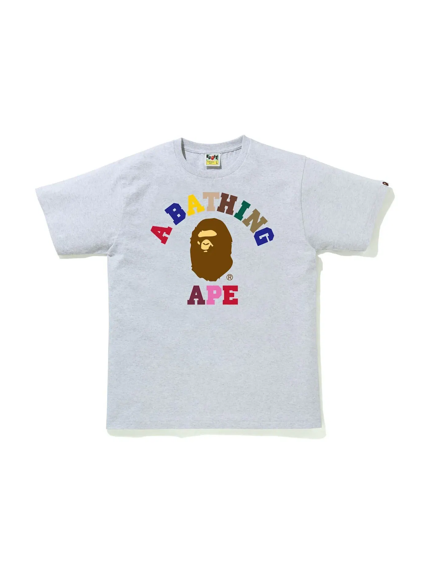 Мужская футболка с принтом BAPE Colors College Tee BAPE — изображение 1 из 1, серый