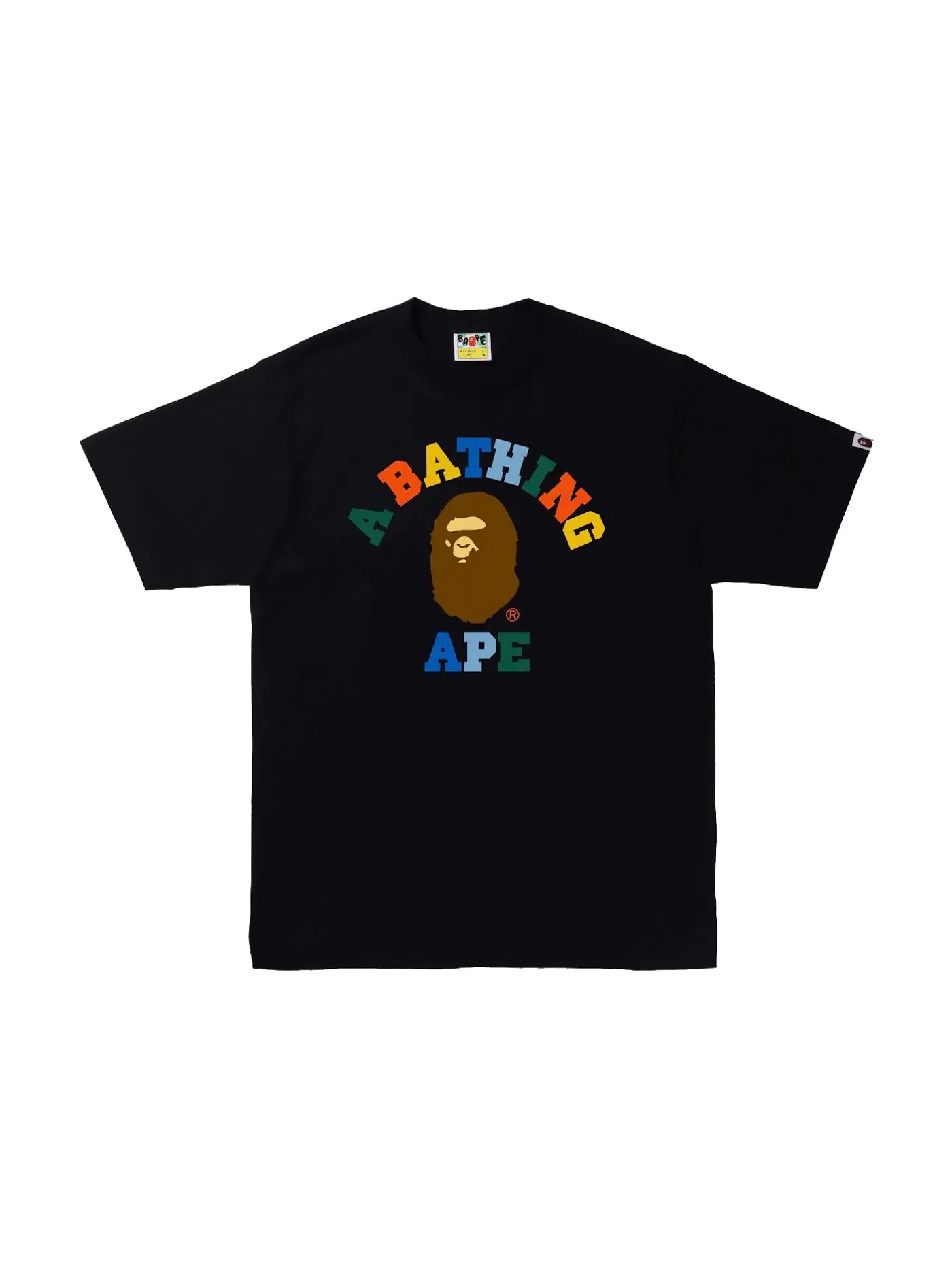Мужская футболка с принтом BAPE Colors College Tee (SS22) BAPE — изображение 1 из 1, черный