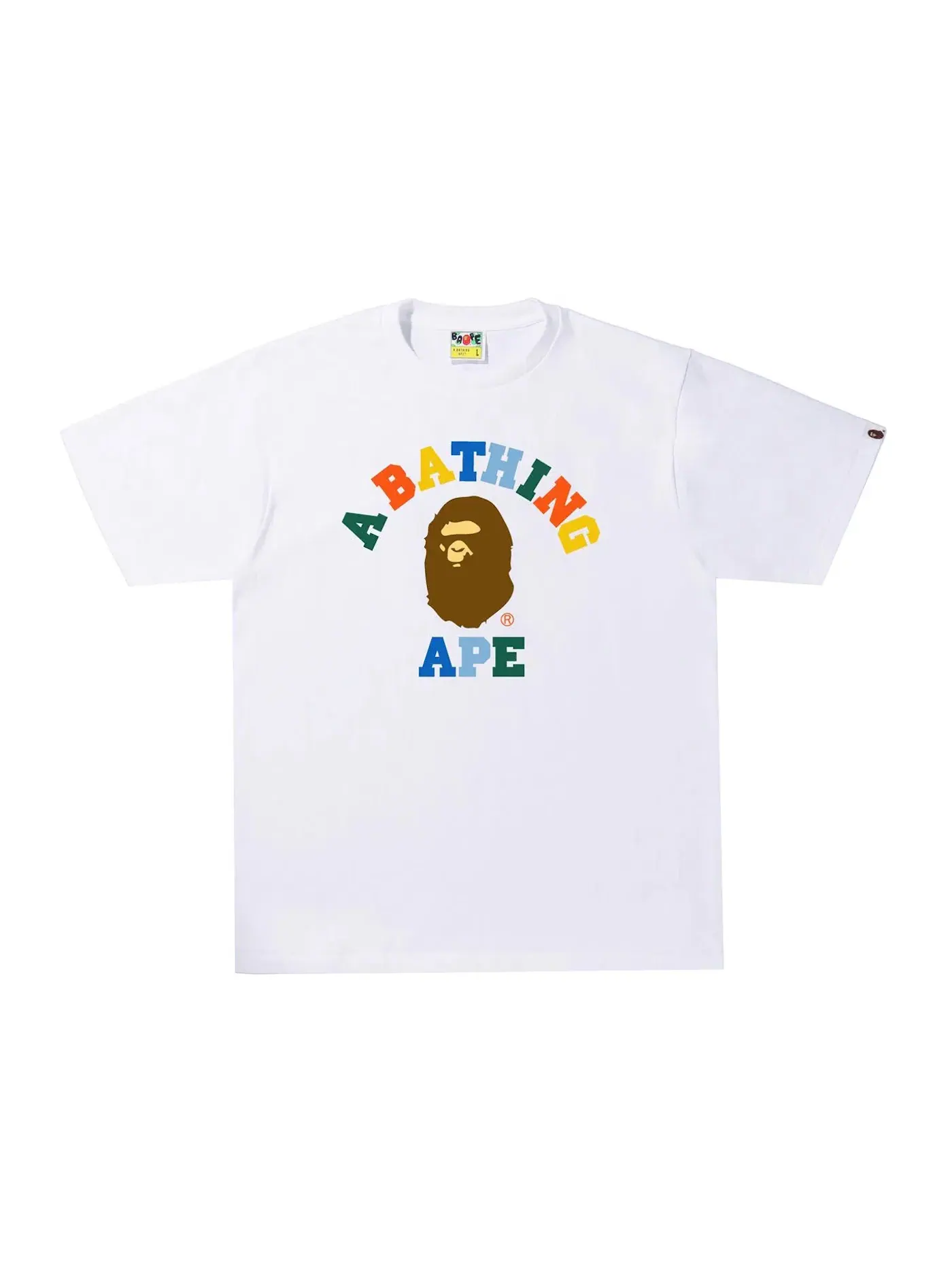 Мужская футболка с принтом BAPE Colors College Tee (SS22) BAPE — изображение 1 из 1, белый
