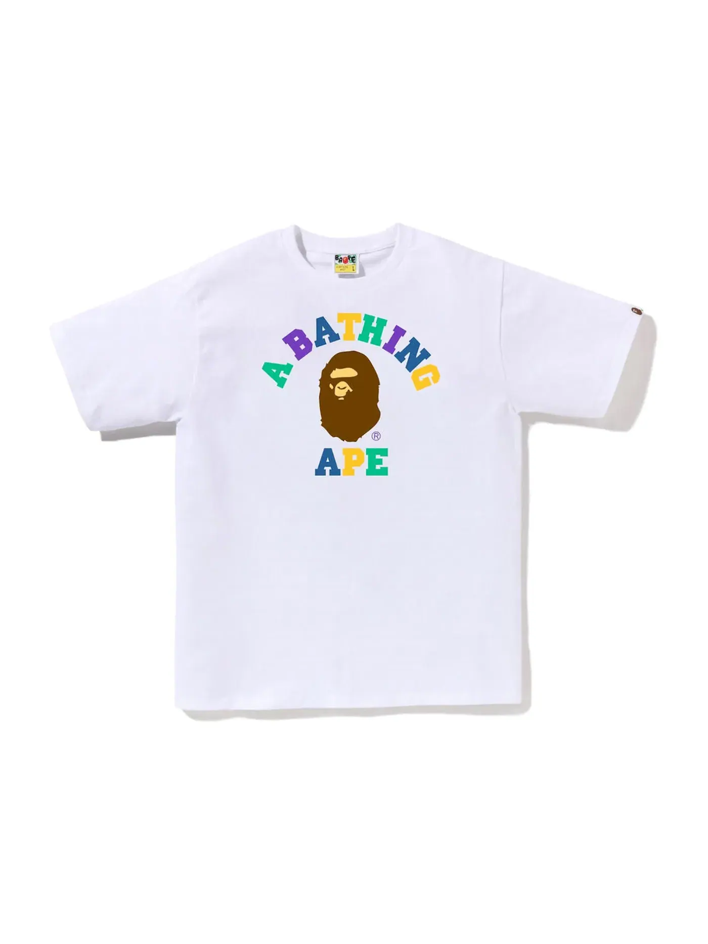 Мужская футболка с принтом BAPE Colors College Tee (SS23) BAPE — изображение 1 из 1, белый