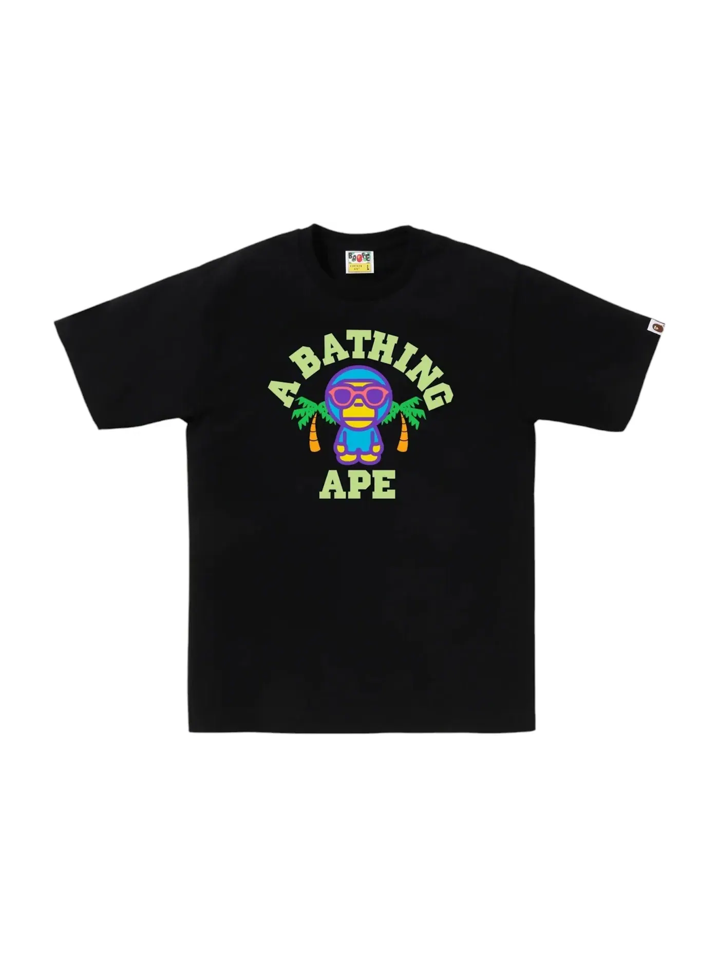 Мужская футболка с принтом BAPE Colors Milo College Summer Tee (SS25) BAPE — изображение 1 из 1, черный