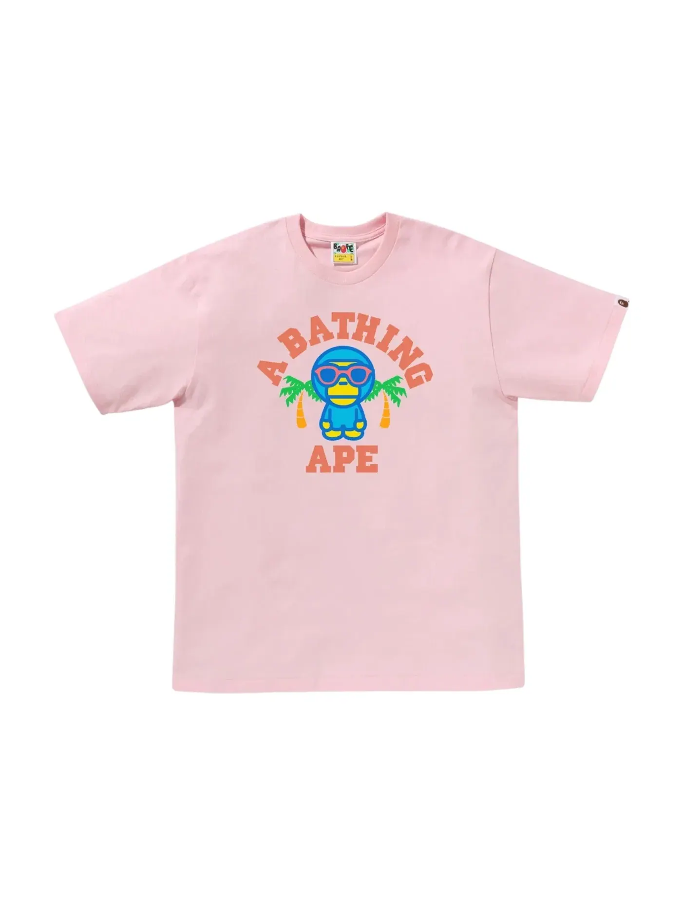 Мужская футболка с принтом BAPE Colors Milo College Summer Tee (SS25) BAPE — изображение 1 из 1, розовый