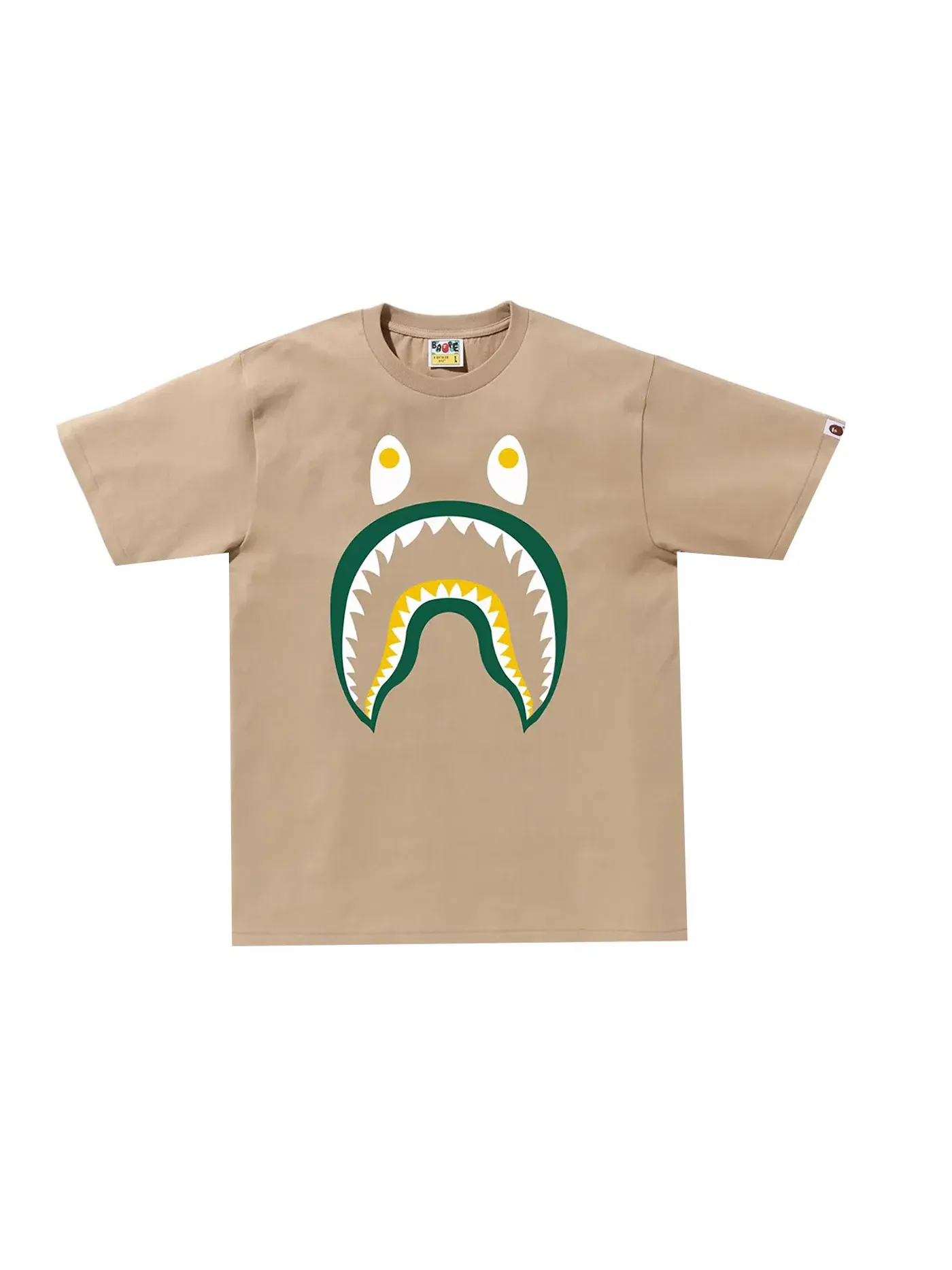 Мужская футболка с принтом BAPE Colors Shark PONR Tee BAPE — изображение 1 из 2, бежевый