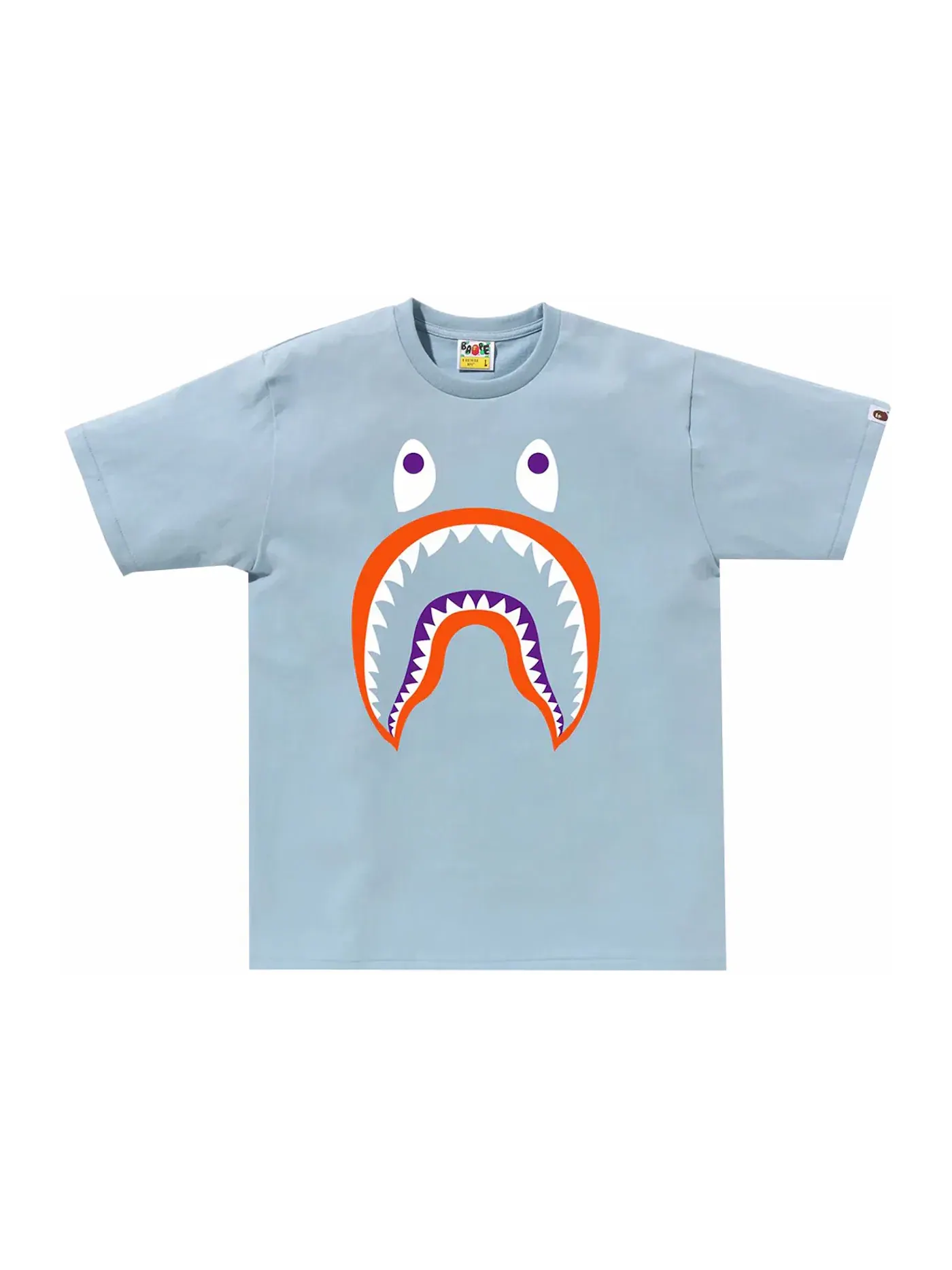 Мужская футболка с принтом BAPE Colors Shark PONR Tee BAPE, Sax — изображение 1 из 2