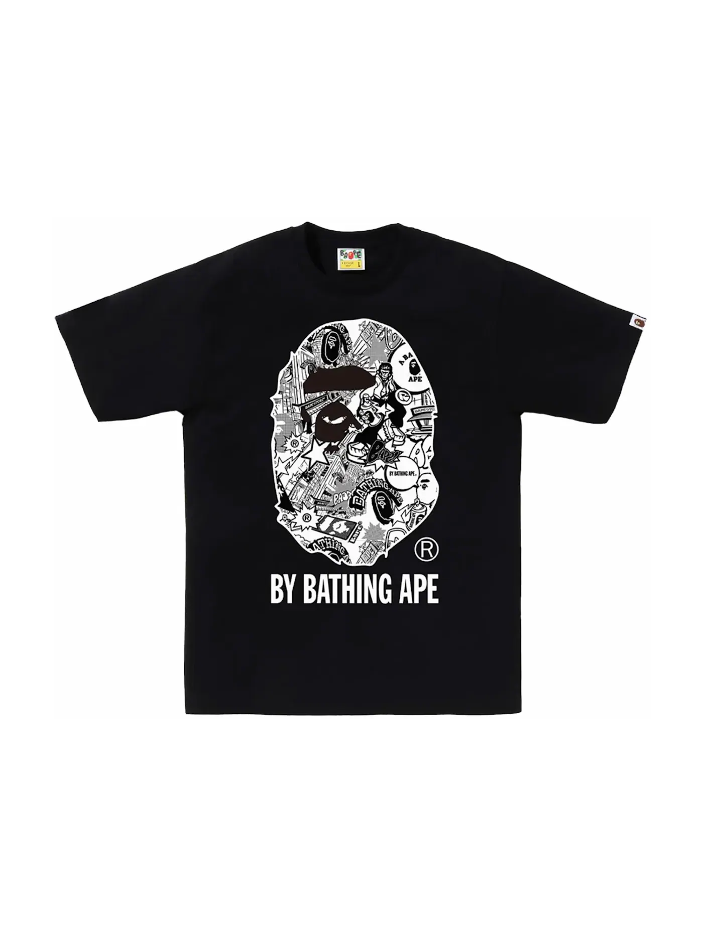 Мужская футболка с принтом Comic Art Ape Head BAPE — изображение 1 из 1, черный