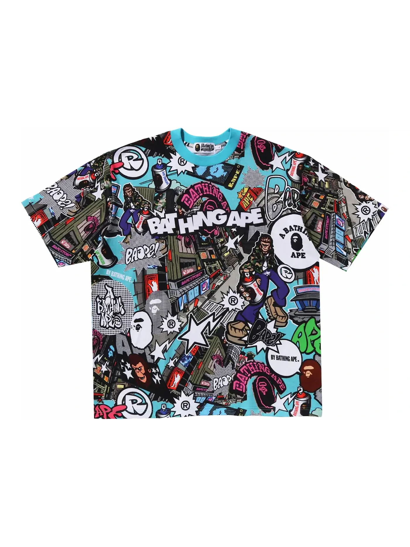 Мужская футболка свободного кроя с принтом BAPE Comic Art BAPE — изображение 1 из 2, мульти