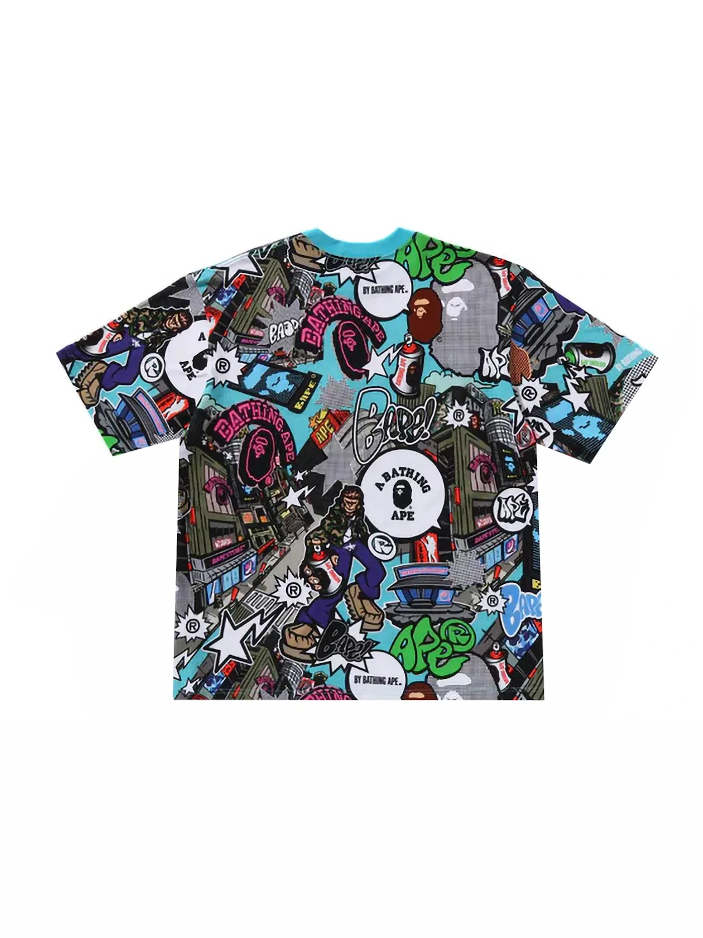 Мужская футболка свободного кроя с принтом BAPE Comic Art BAPE — изображение 2 из 2, мульти