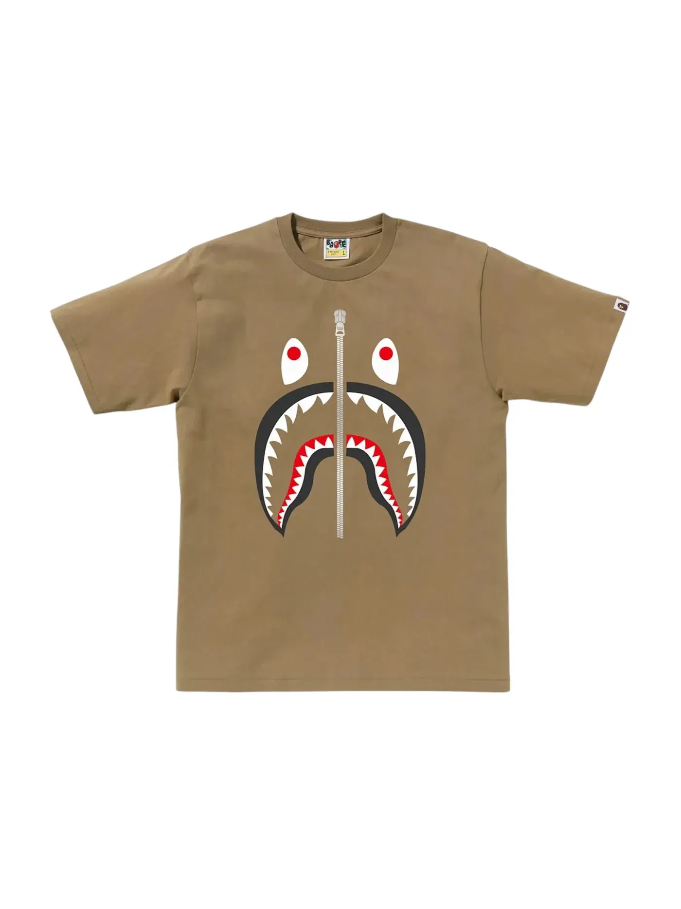 Мужская футболка с принтом Shark Head BAPE — изображение 1 из 1, бежевый