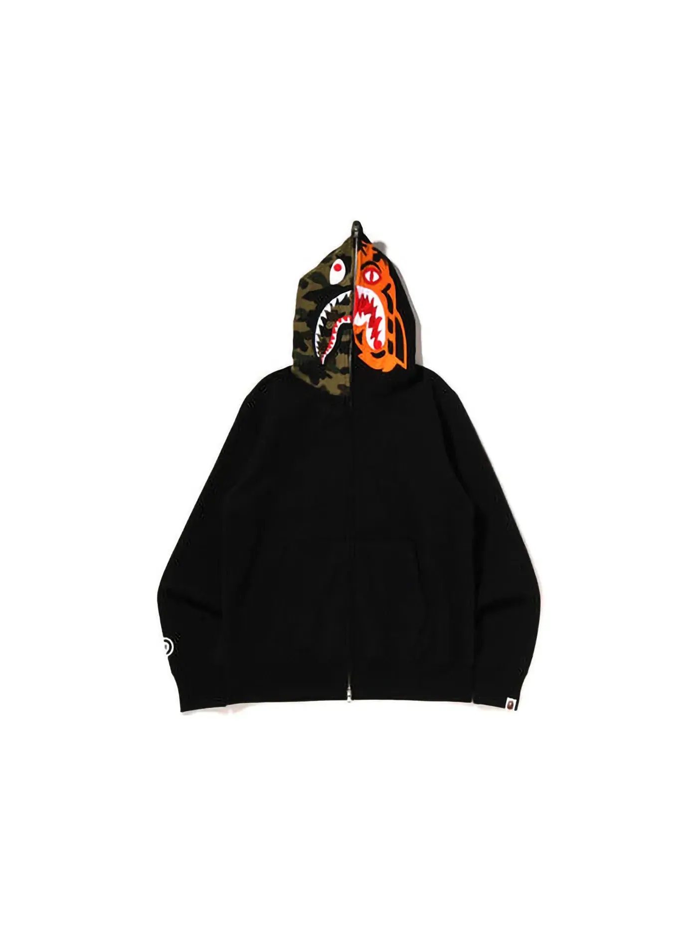 Мужская худи на молнии с принтом Crazy Face BAPE — изображение 1 из 3, черный