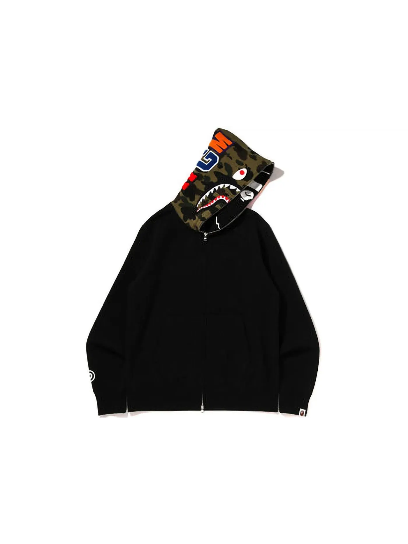Мужская худи на молнии с принтом Crazy Face BAPE — изображение 2 из 3, черный