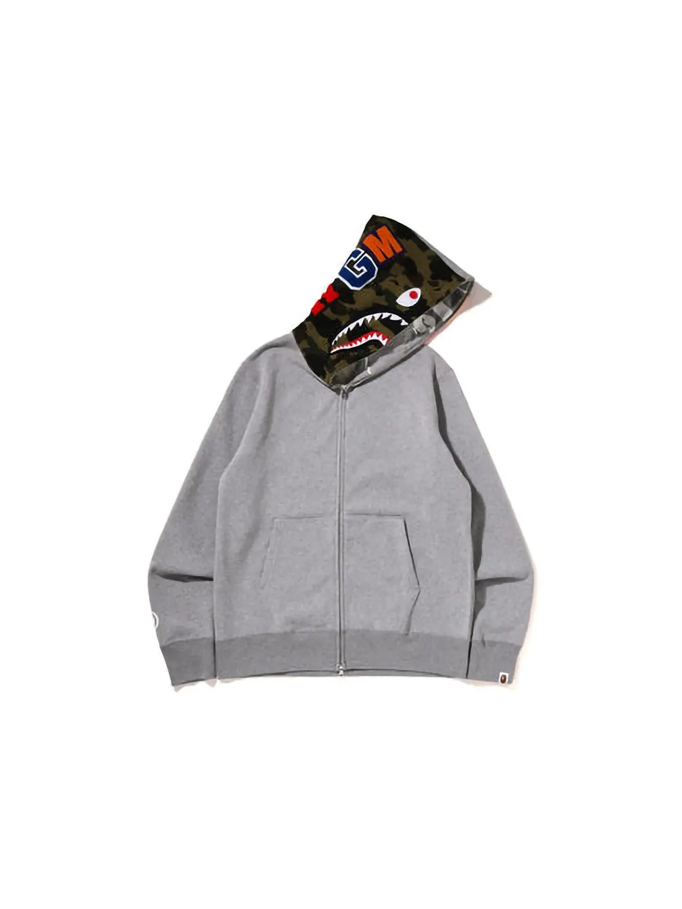 Мужская худи на молнии Crazy Face BAPE — изображение 2 из 3, серый