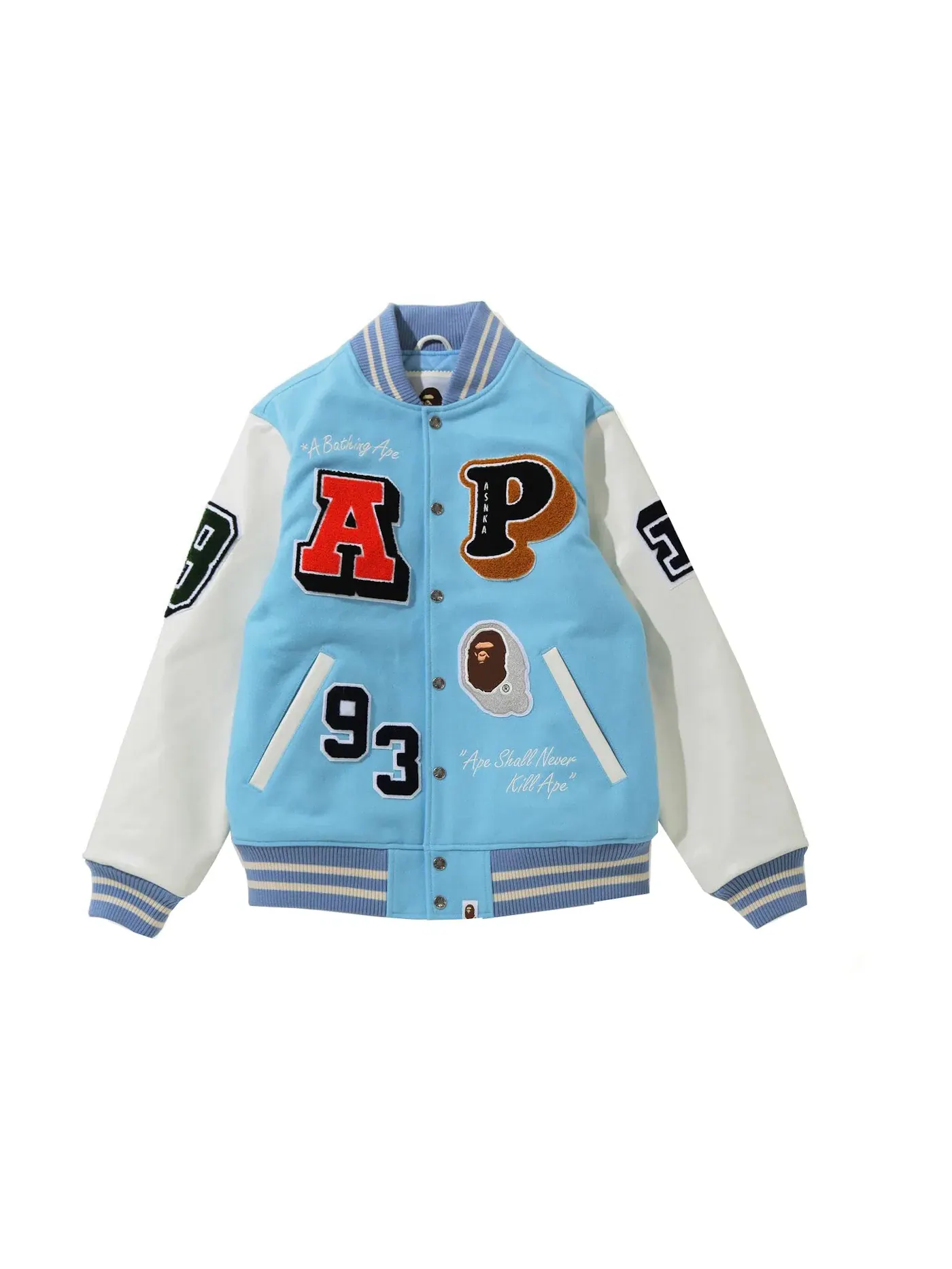 Мужская куртка-бомбер с принтом Crazy Patch BAPE, Sax — изображение 1 из 3